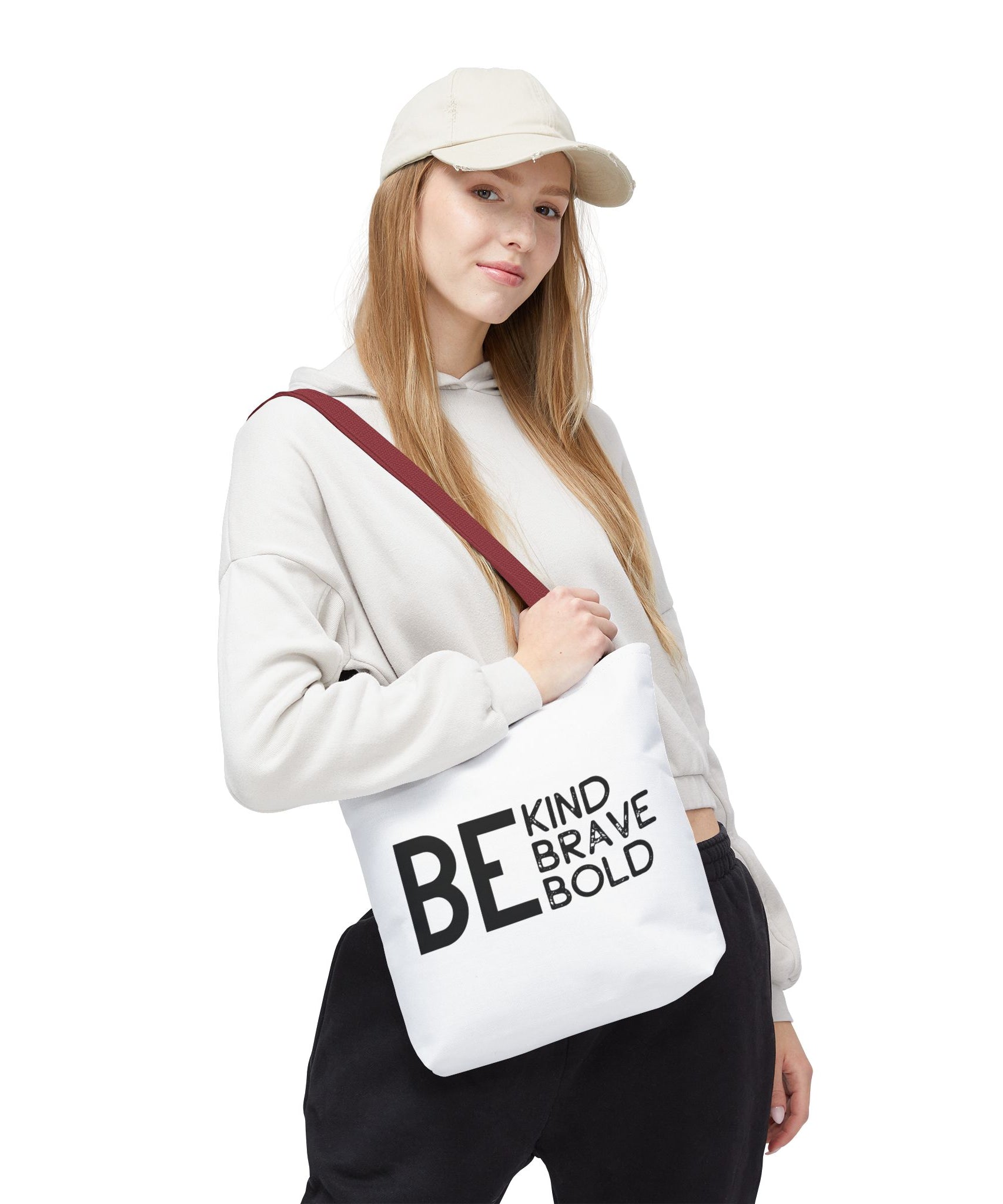 Inspirational Tote Bag - Be Kind Brave Bold - Eco-Friendly Carryall