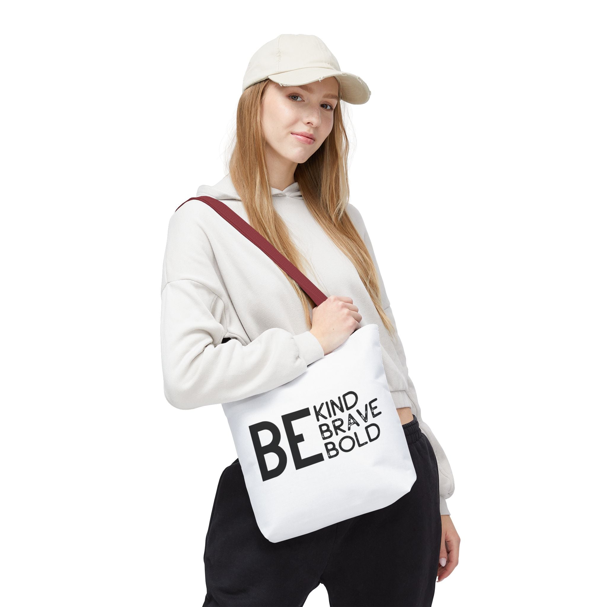 Inspirational Tote Bag - Be Kind Brave Bold - Eco-Friendly Carryall
