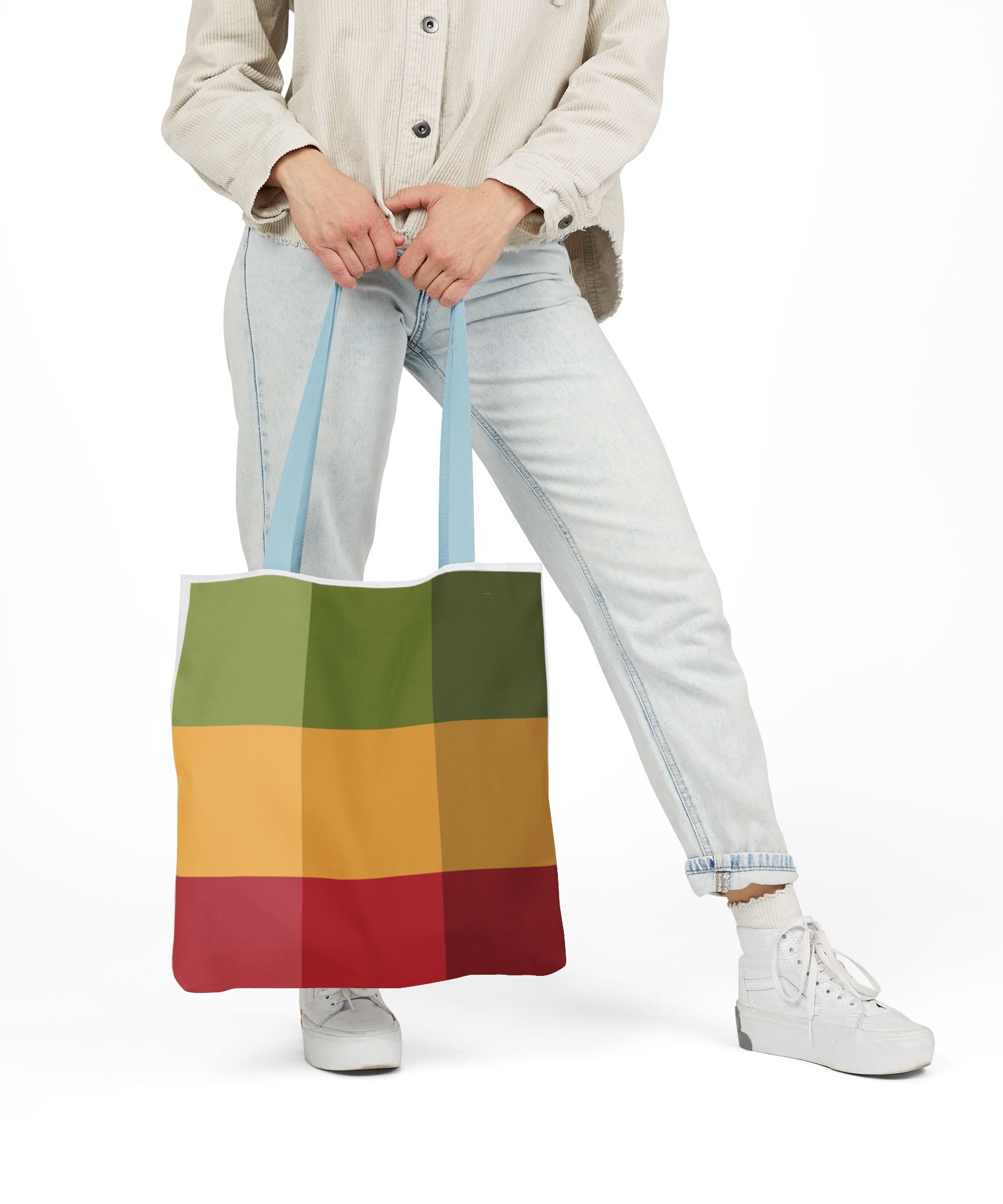 Colorful Geometric Square Pattern Tote Bag