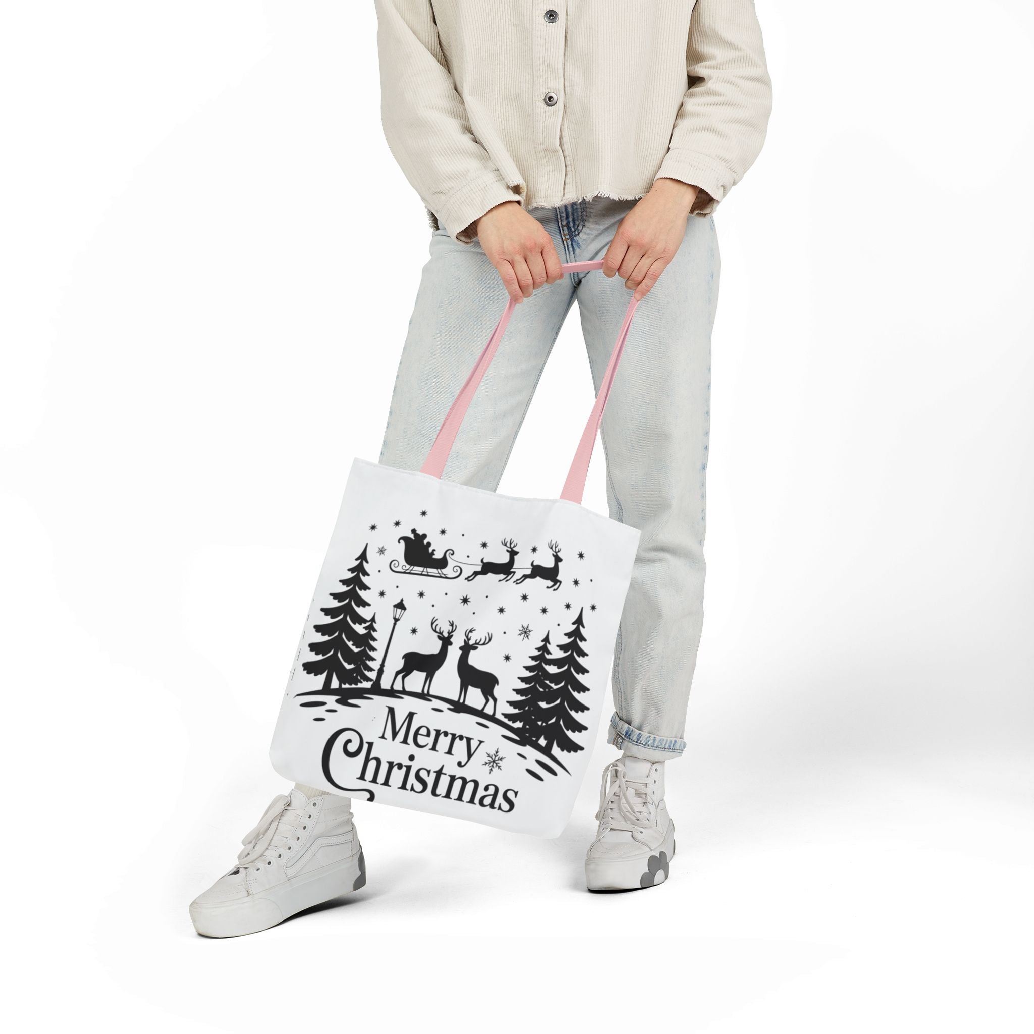 Merry Christmas Reindeer & Palm Trees Tote Bag