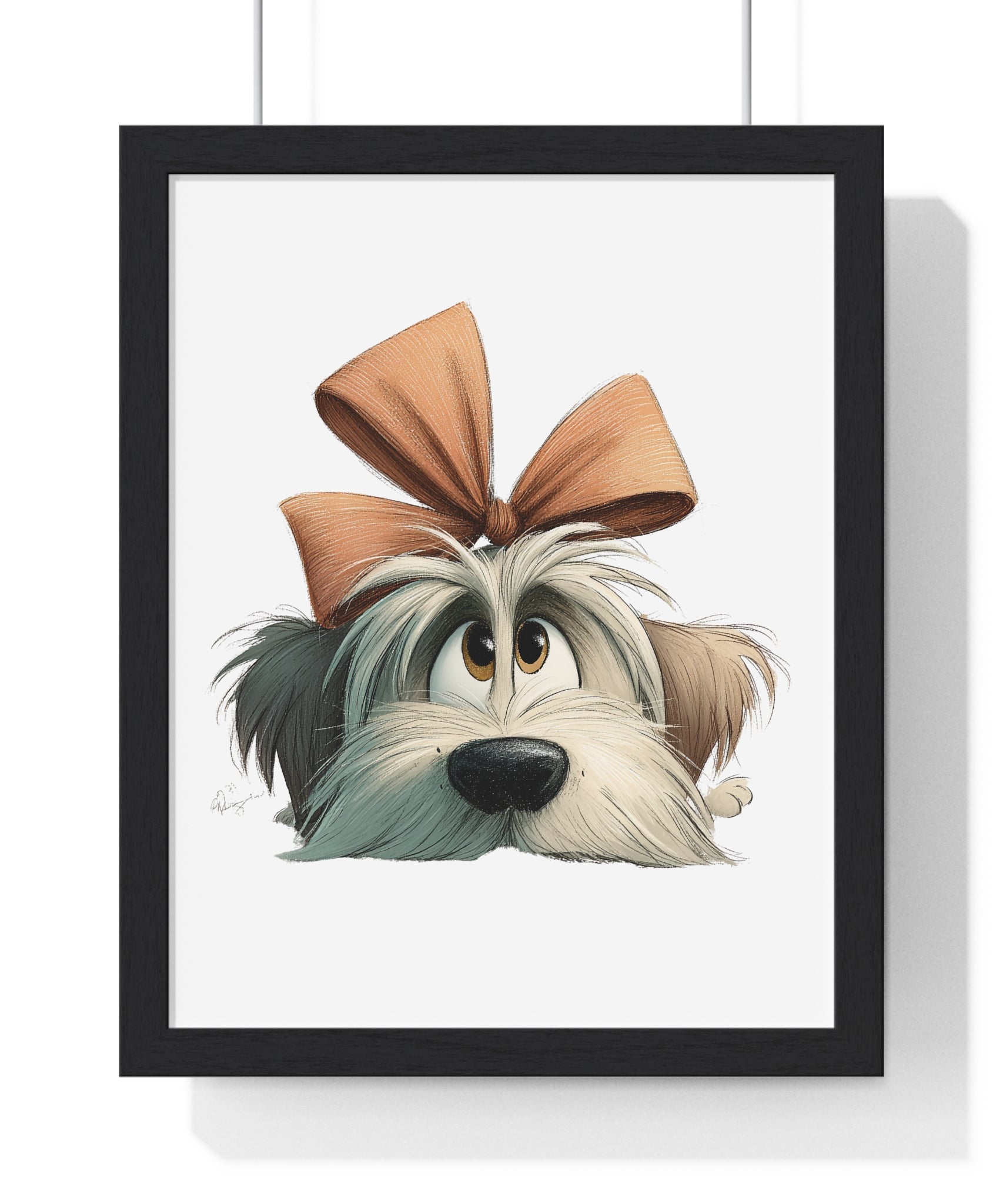 Gift-Wrapped Pup – Framed Wooden Wall Art