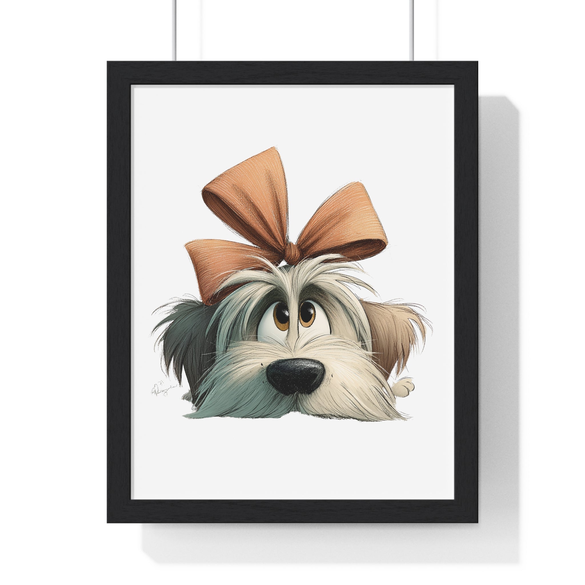 Gift-Wrapped Pup – Framed Wooden Wall Art
