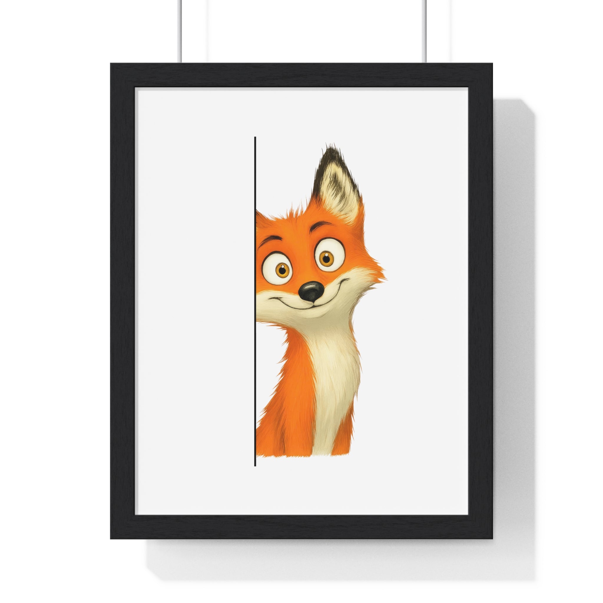 Peekaboo Fox Wooden Wall Frame – Playful Animal Art for Kids' Rooms & Cozy Corners