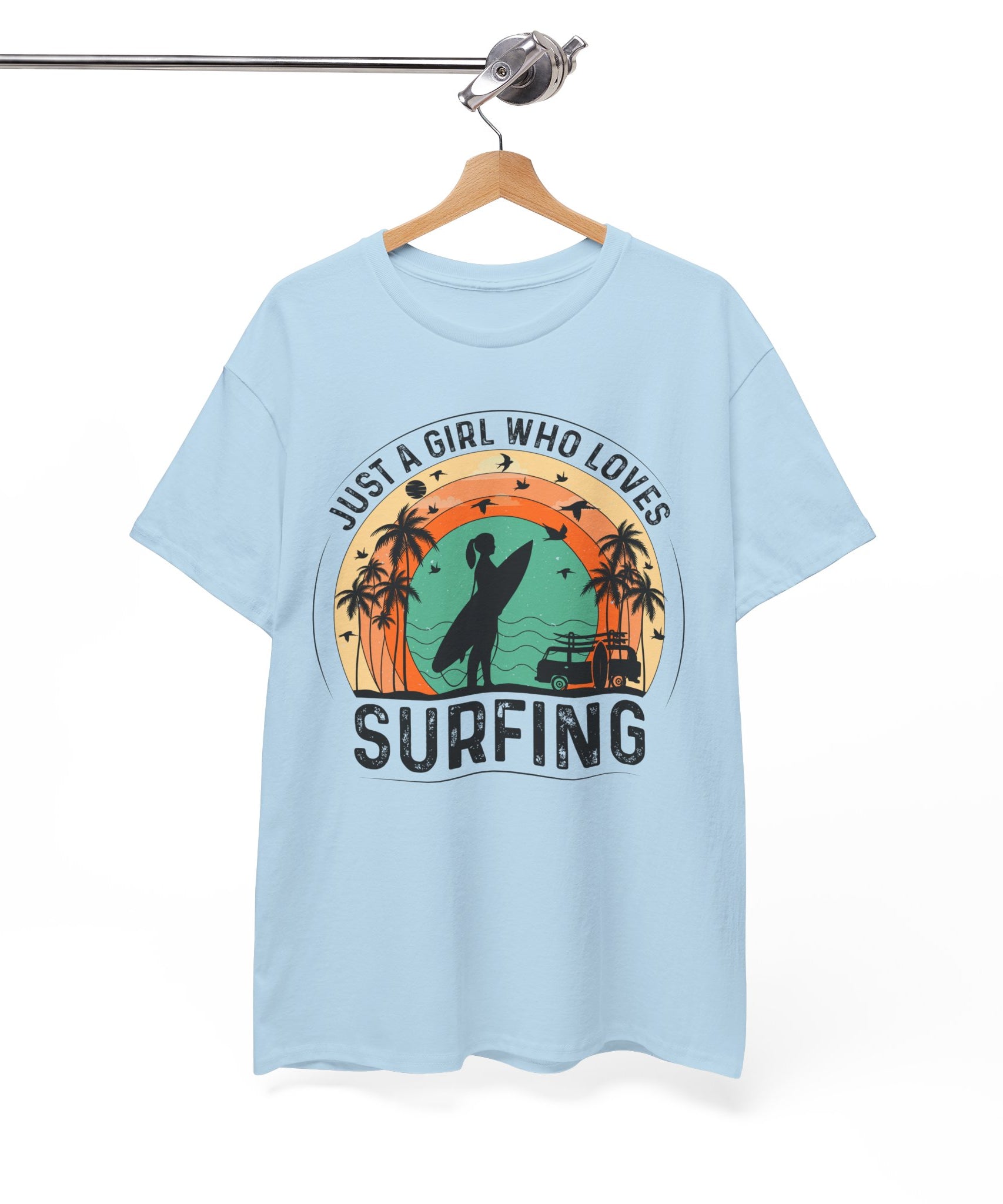 Beach Girl Surfing Retro Tee