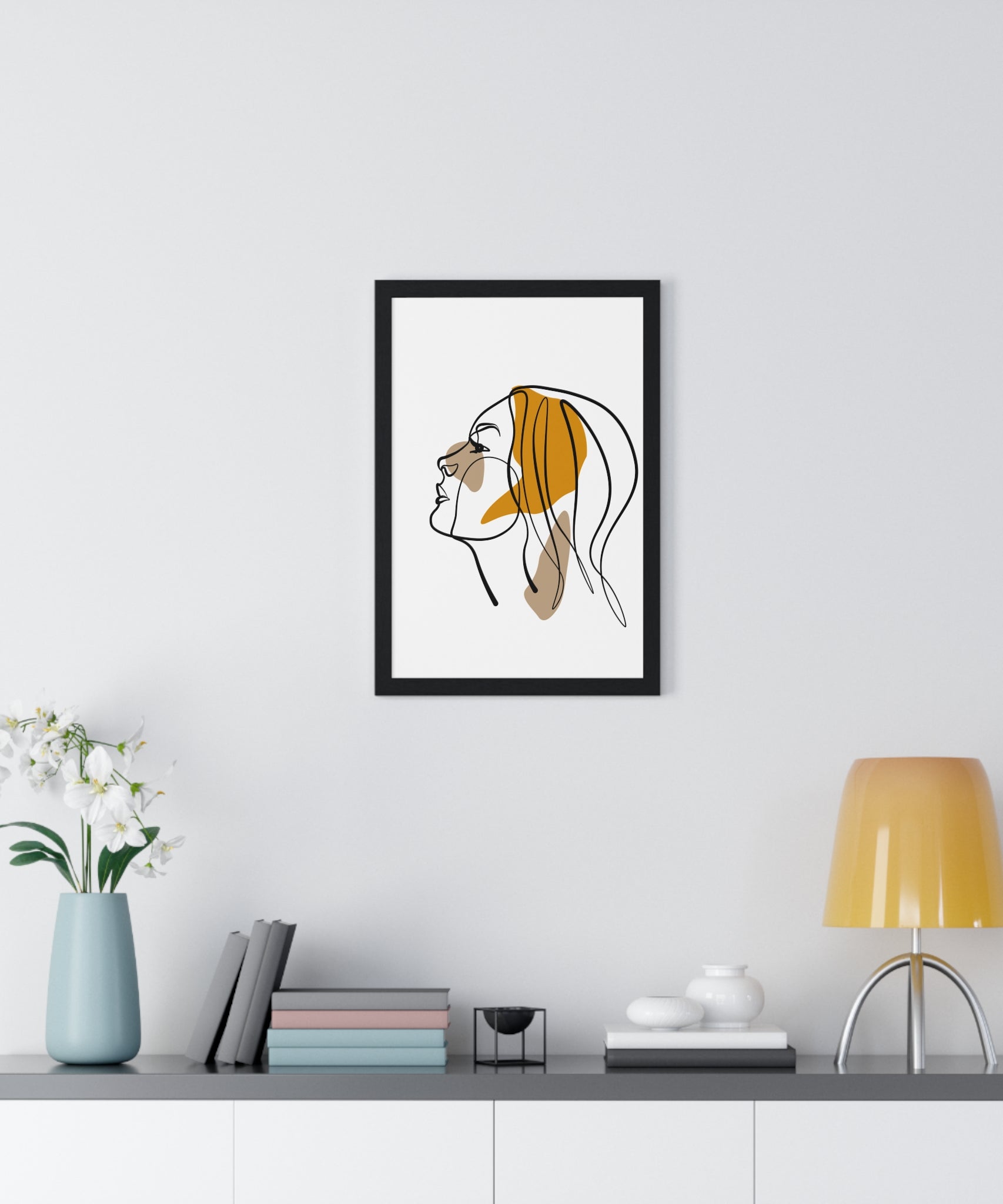 Abstract Woman Face Art – Framed Minimalist Print