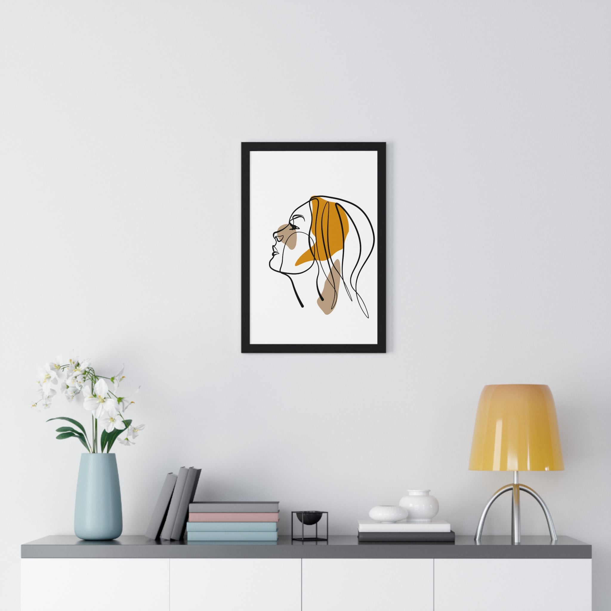 Abstract Woman Face Art – Framed Minimalist Print