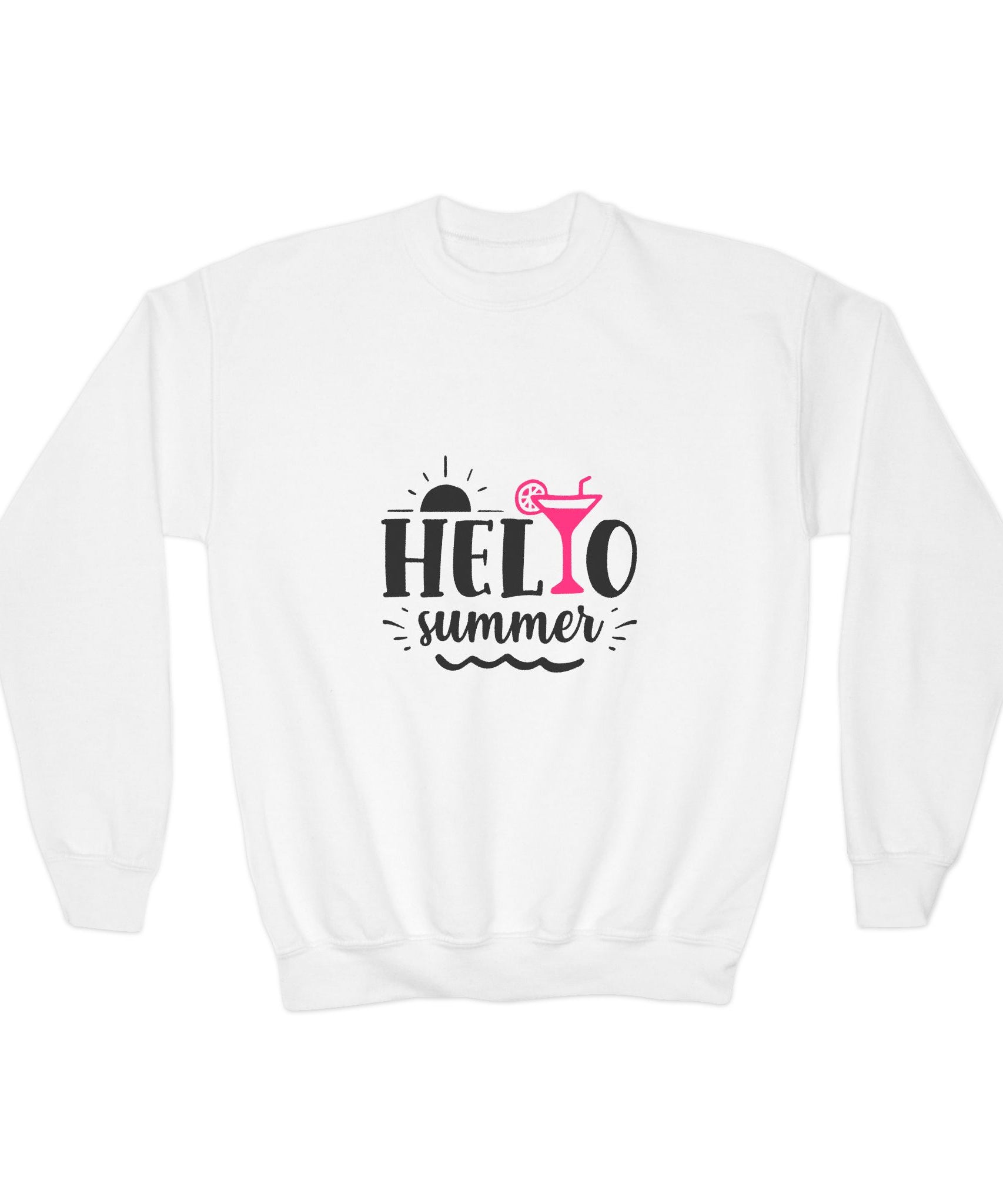 Hello Summer Youth Crewneck Sweatshirt - Fun Casual Wear for Kids - Gallory Hive