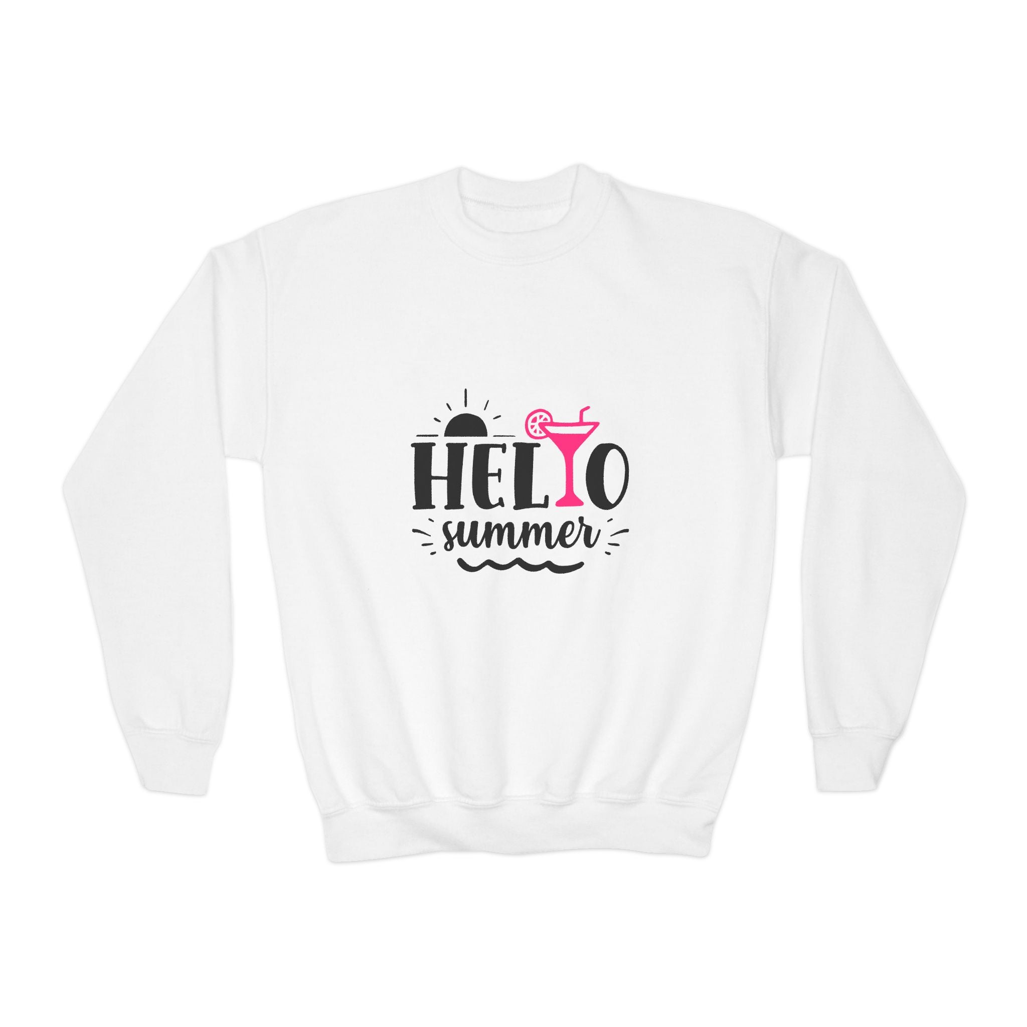 Hello Summer Youth Crewneck Sweatshirt - Fun Casual Wear for Kids - Gallory Hive