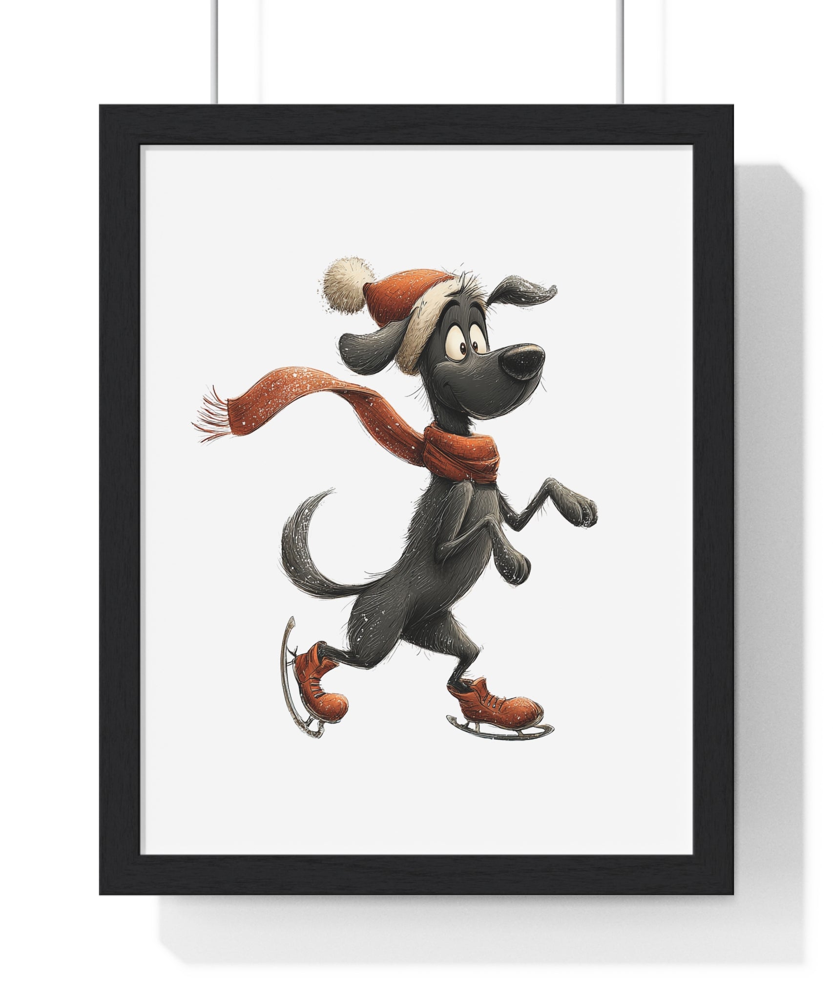 Whimsical Ice-Skating Dog Wooden Wall Art – Winter Holiday Decor