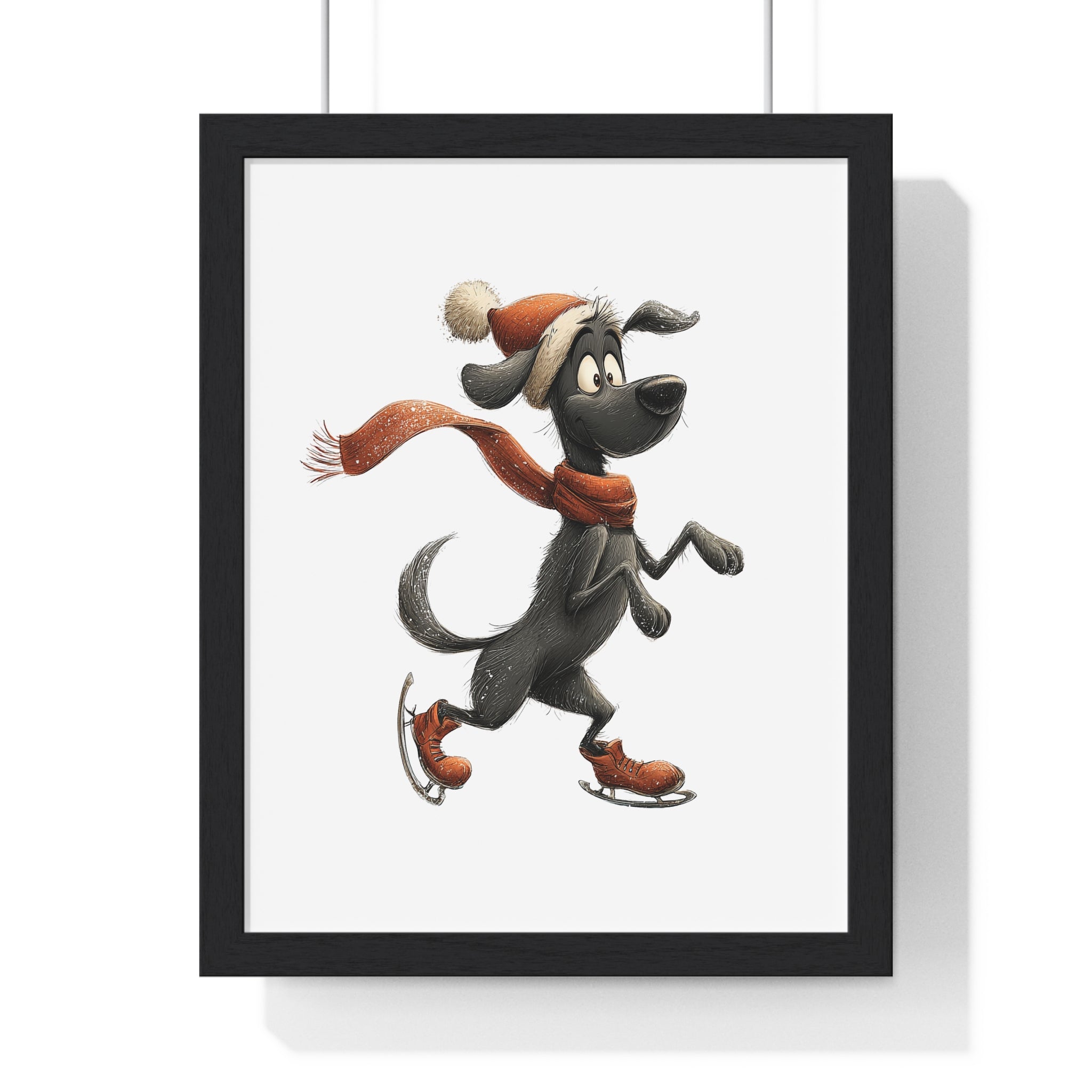 Whimsical Ice-Skating Dog Wooden Wall Art – Winter Holiday Decor