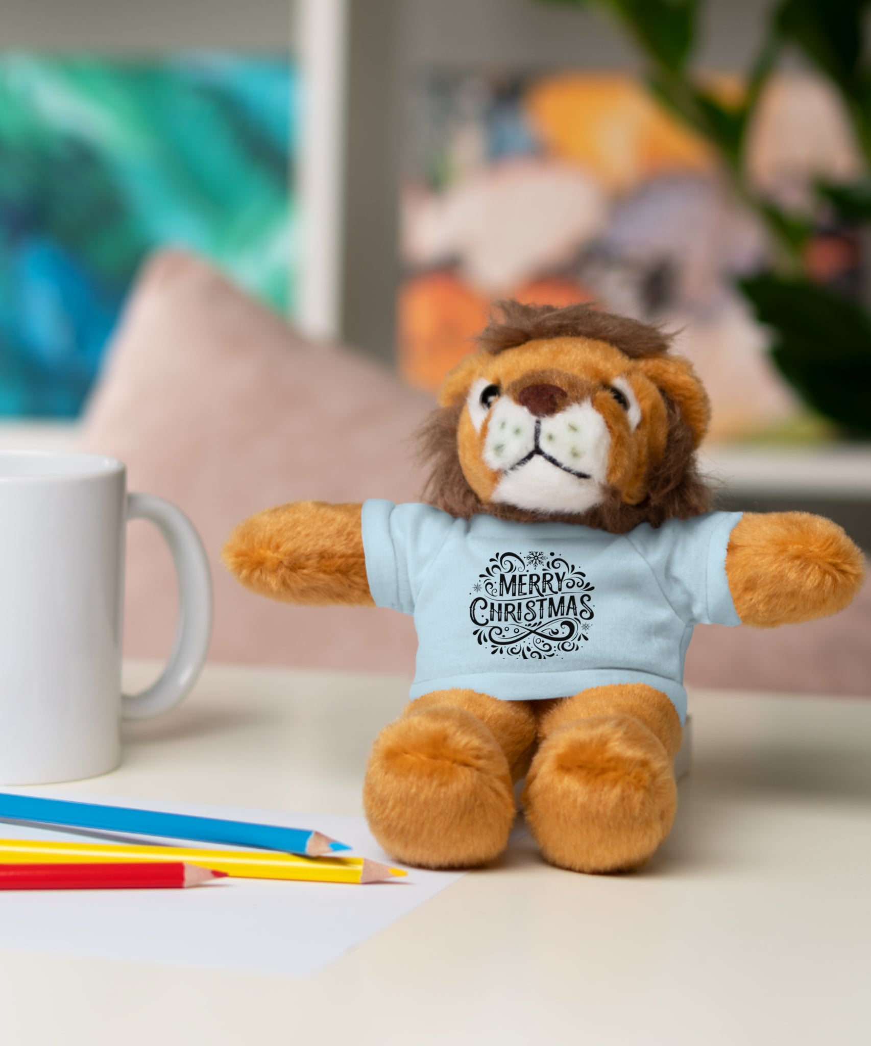 Festive Merry Christmas Stuffed Lion | Gallory Hive