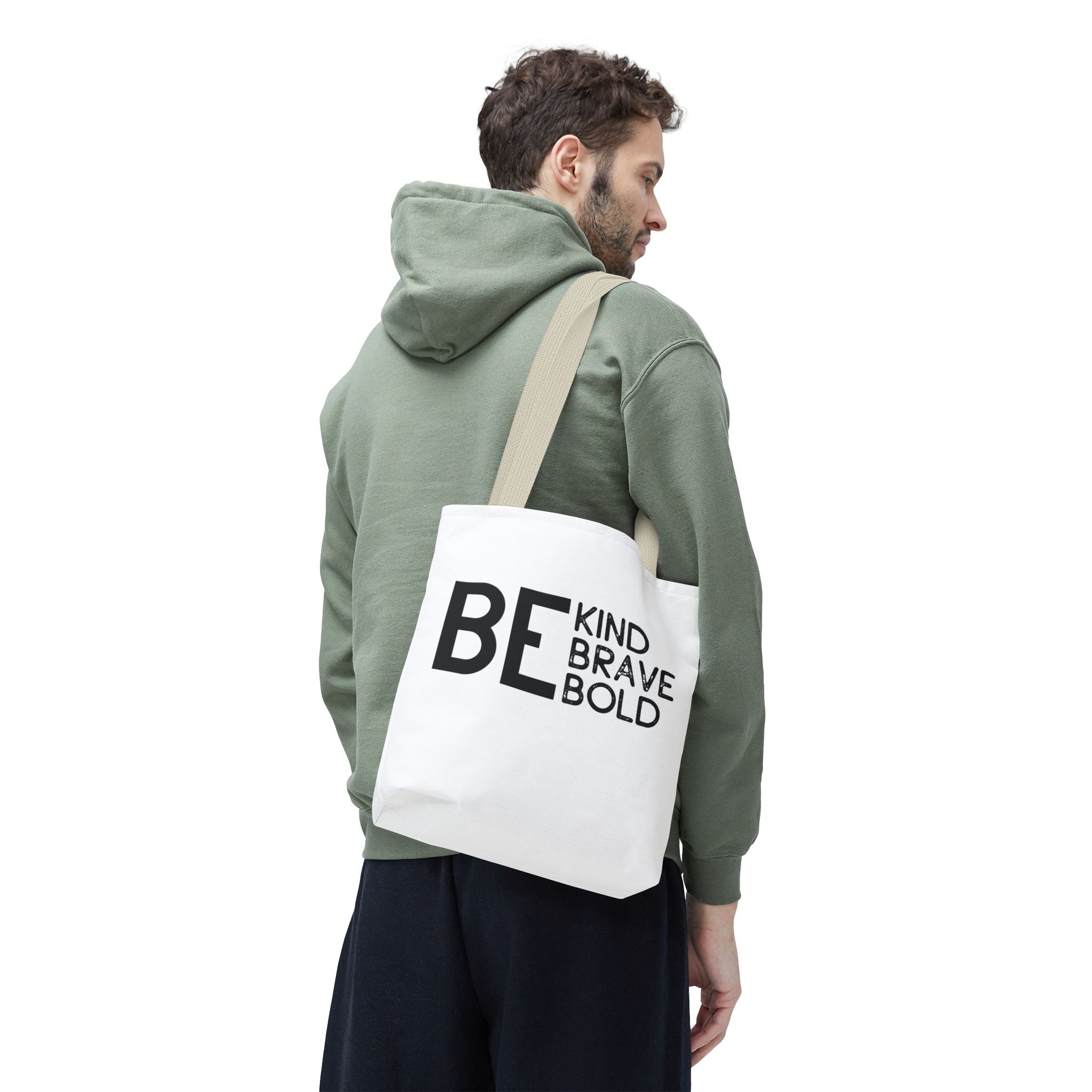 Inspirational Tote Bag - Be Kind Brave Bold - Eco-Friendly Carryall