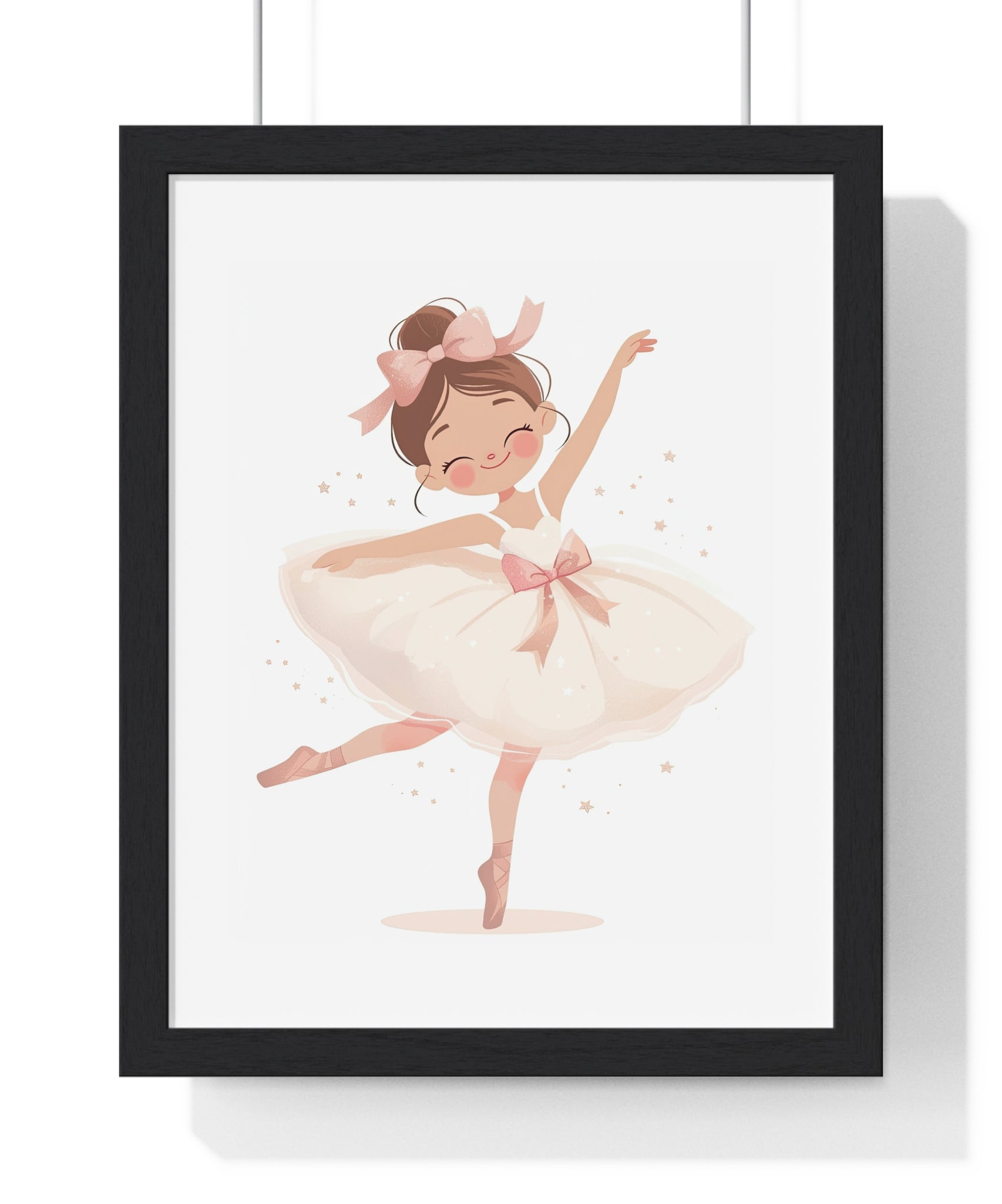 Whimsical Ballerina Wooden Wall Frame – Pink Bow & Sparkle Edition