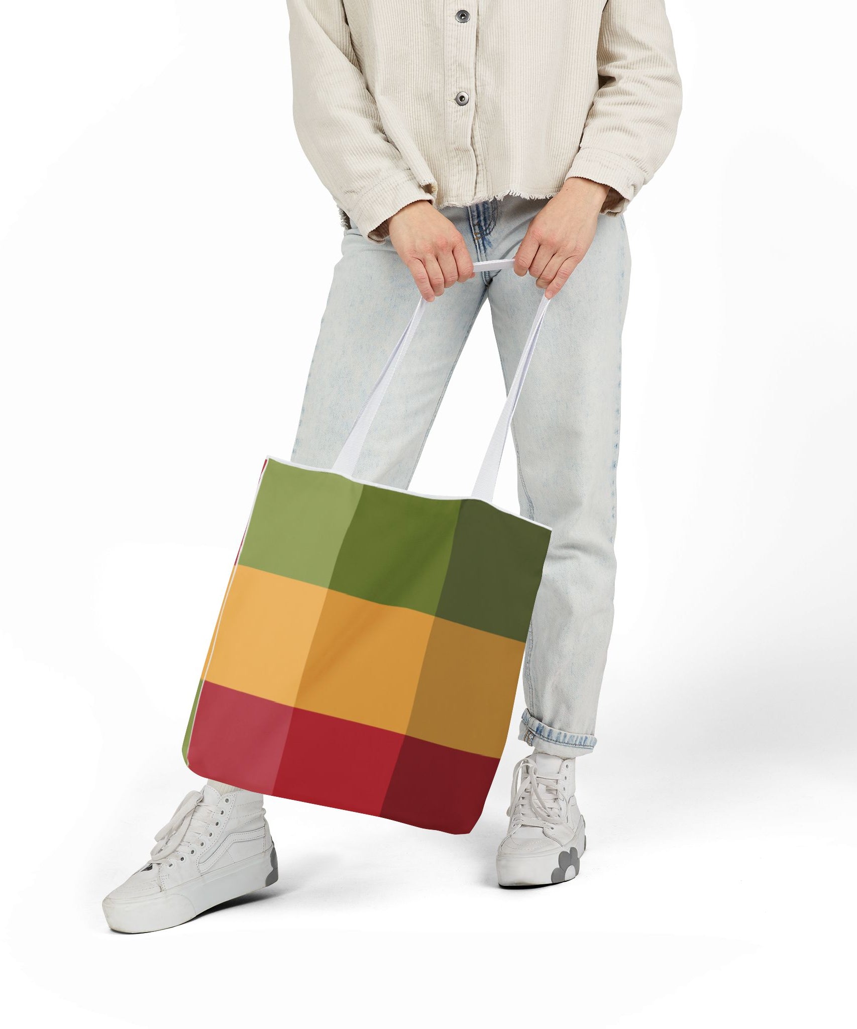 Colorful Geometric Square Pattern Tote Bag