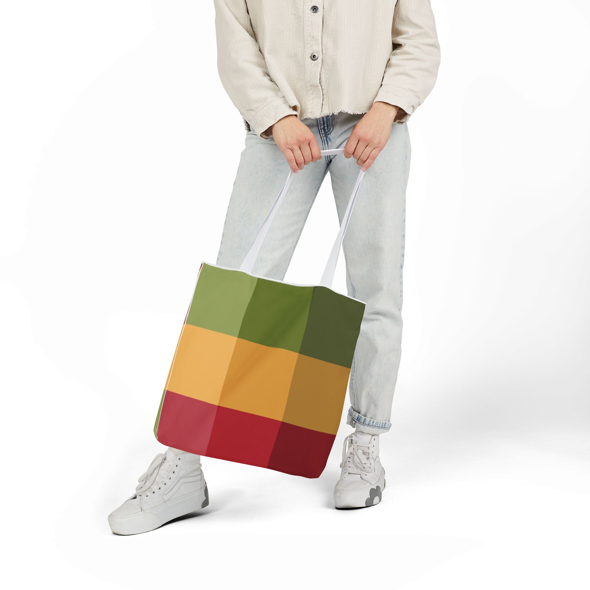 Colorful Geometric Square Pattern Tote Bag