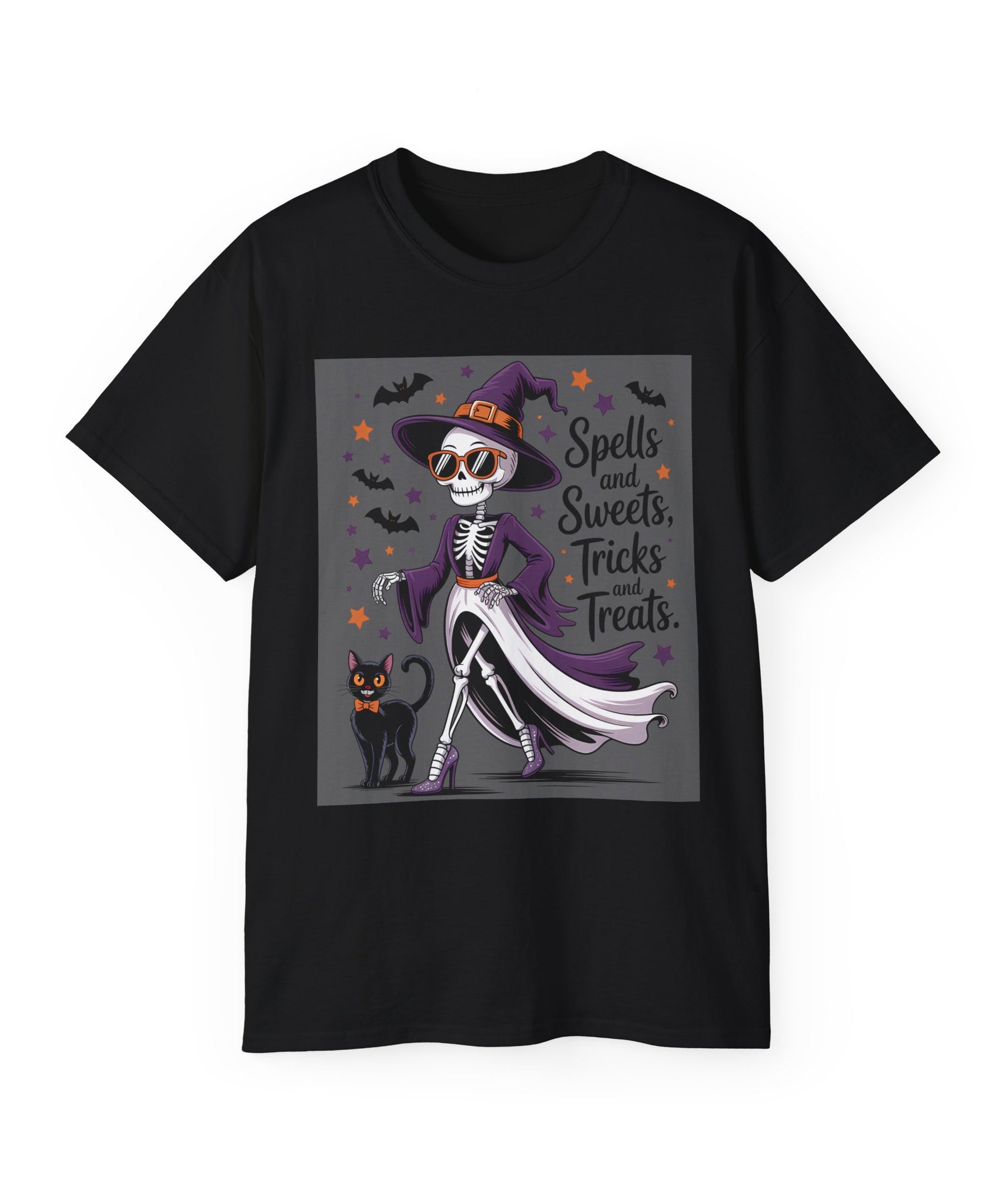 Spooky Skeleton Halloween Witch T-Shirt