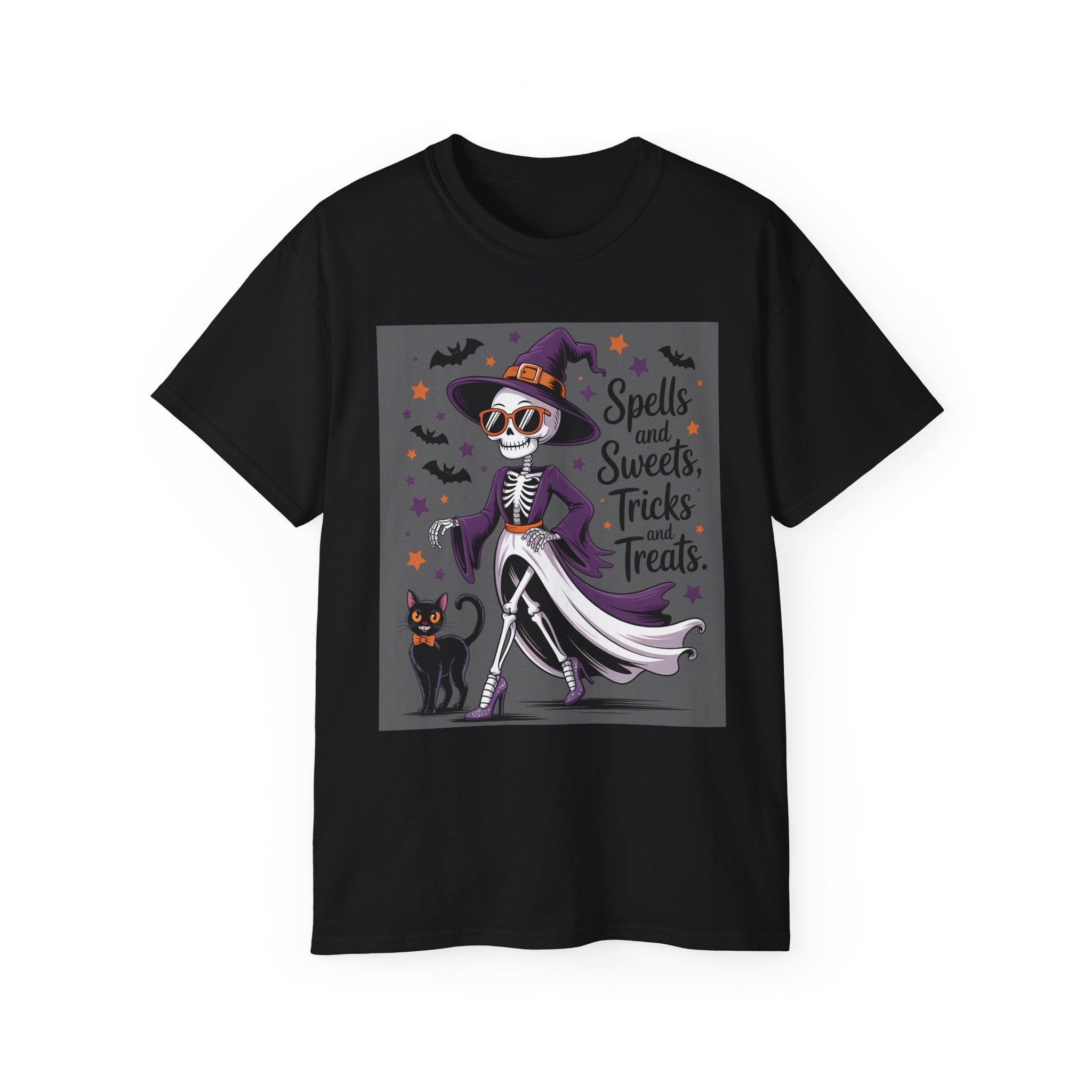 Spooky Skeleton Halloween Witch T-Shirt