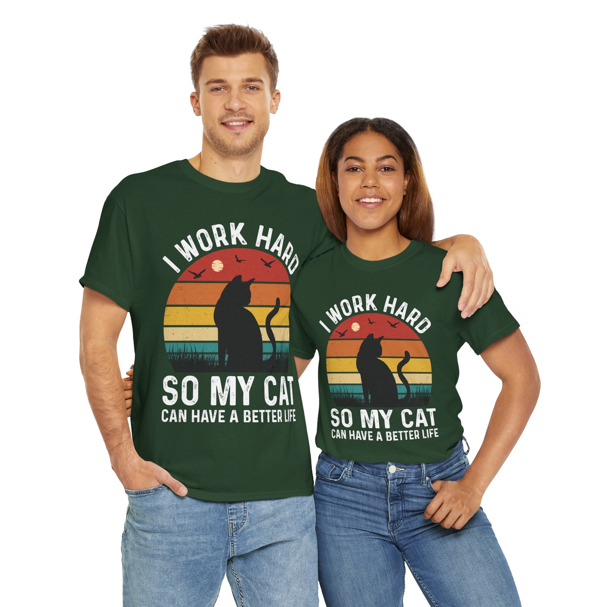 Retro Cat Lover Tee - Work Hard for My Pet