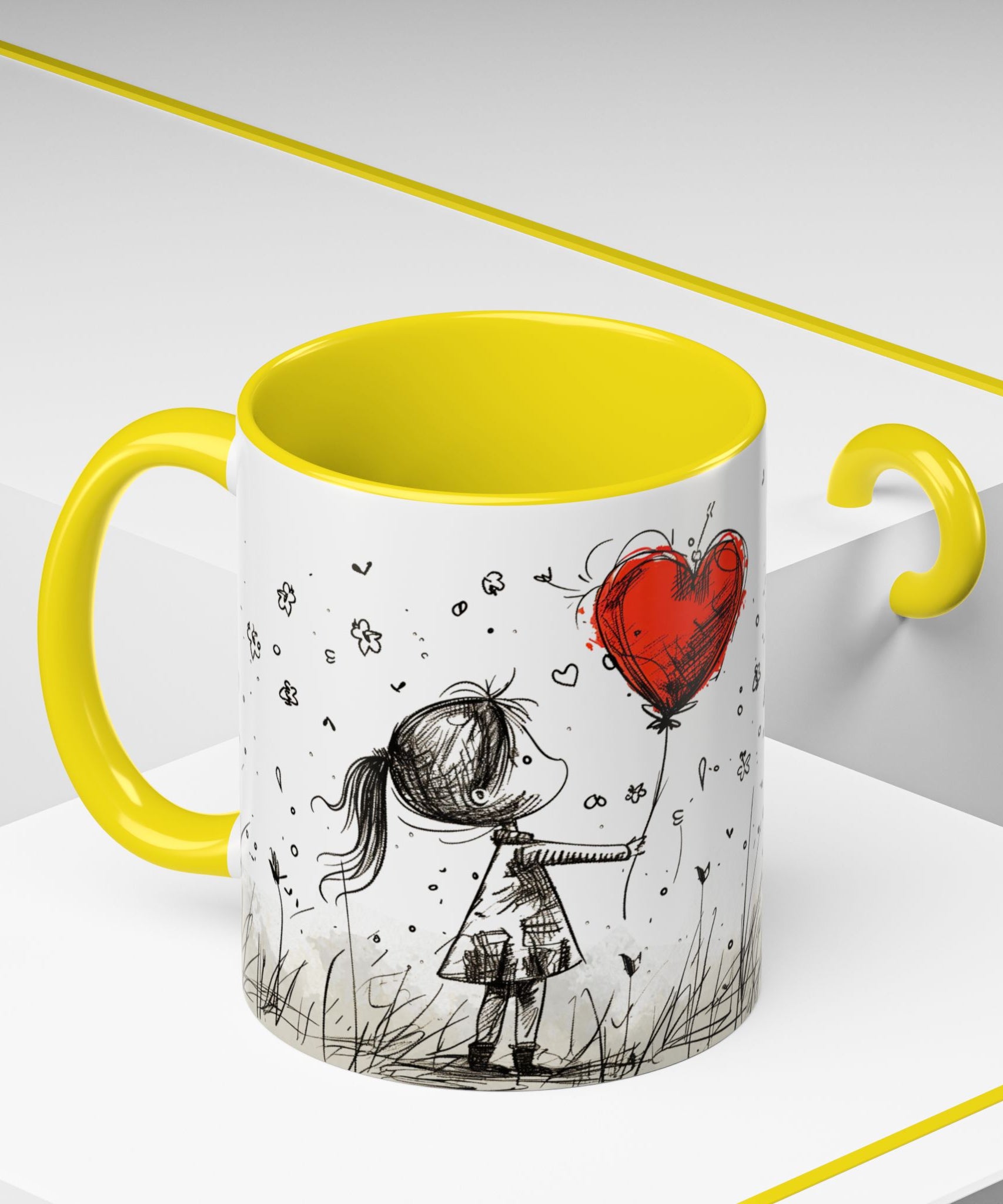 Love Heart Sketch Ceramic Coffee Mug | Gallory Hive