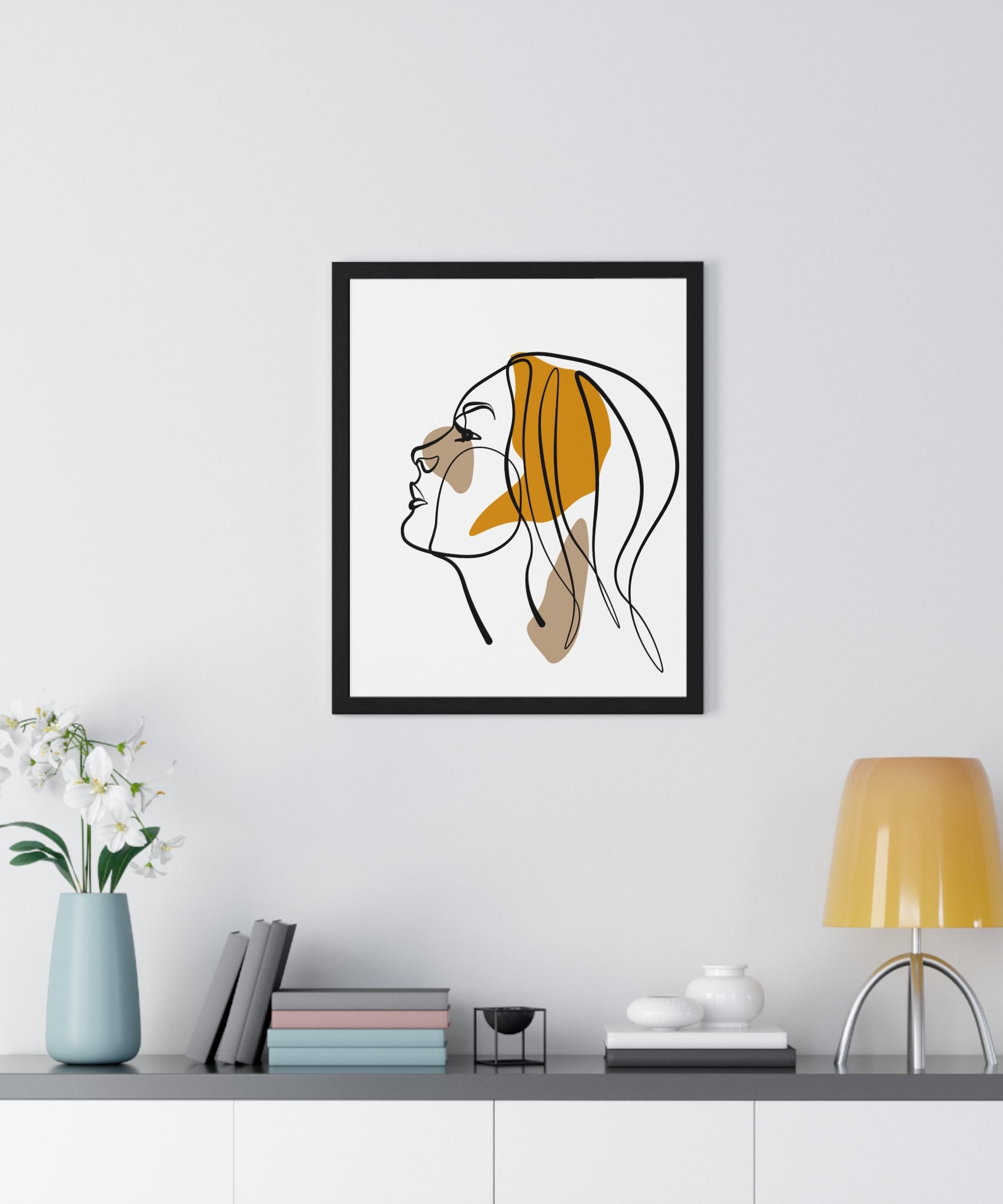 Abstract Woman Face Art – Framed Minimalist Print