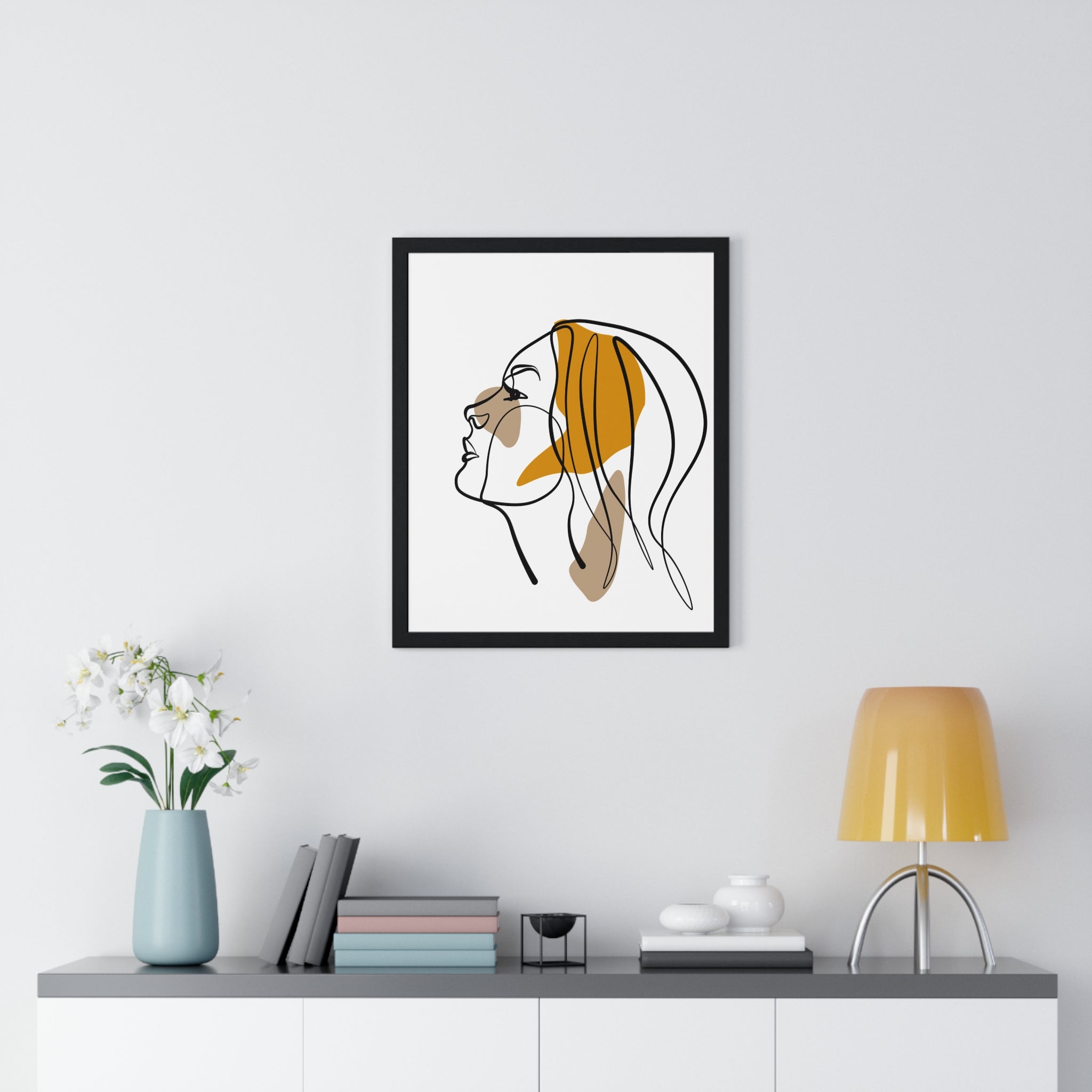 Abstract Woman Face Art – Framed Minimalist Print