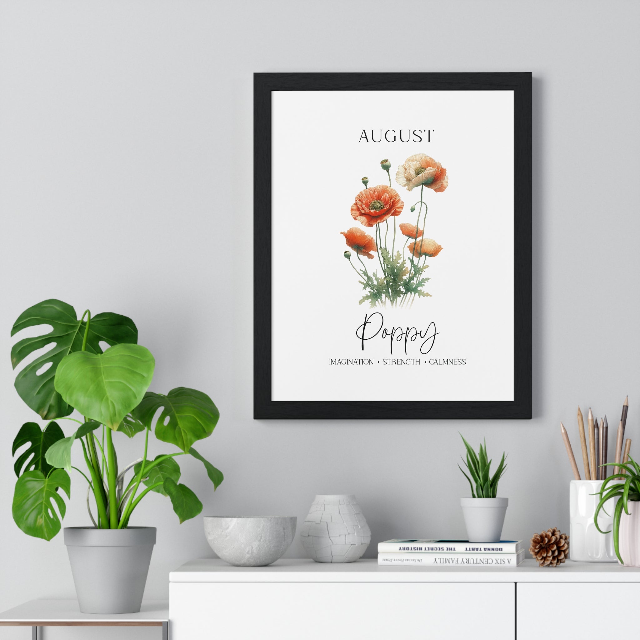 August Birth Flower Art – Poppy Framed Wall Print | Gallory Hive