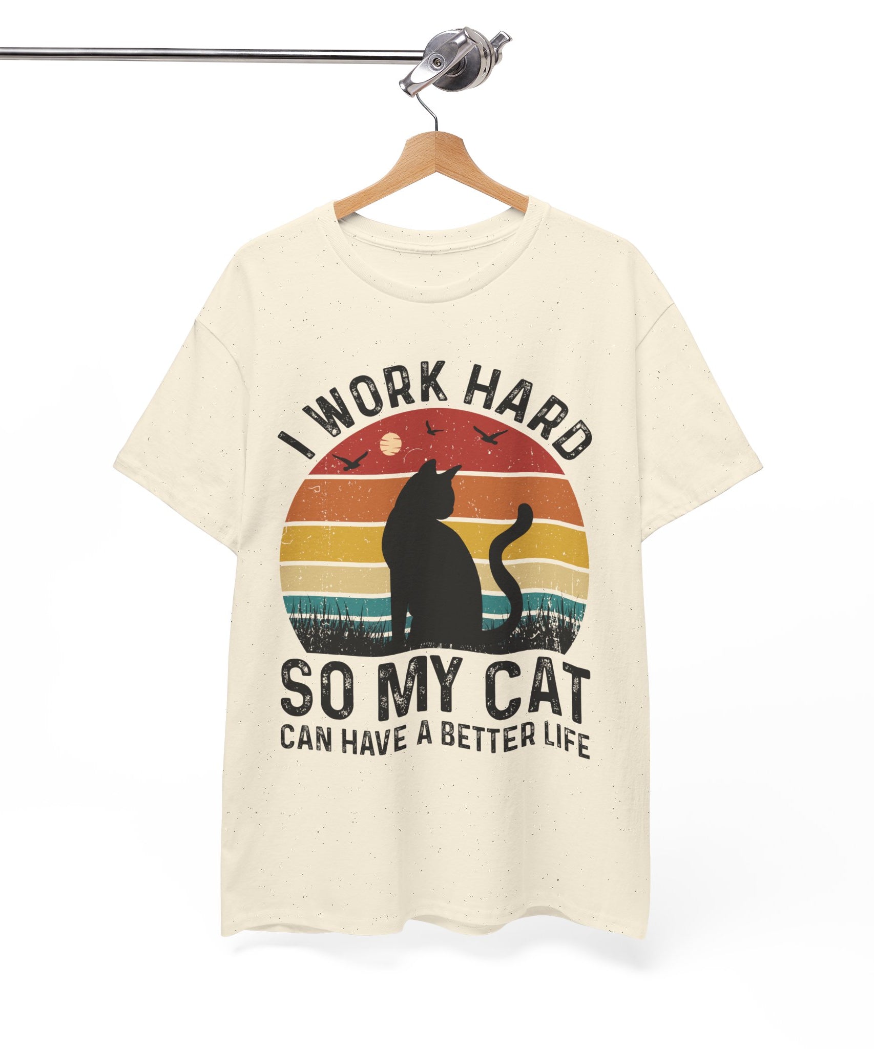 Retro Cat Lover Tee - Work Hard for My Pet