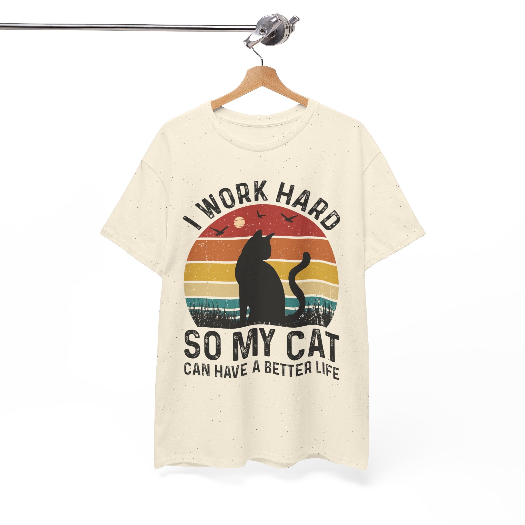 Retro Cat Lover Tee - Work Hard for My Pet