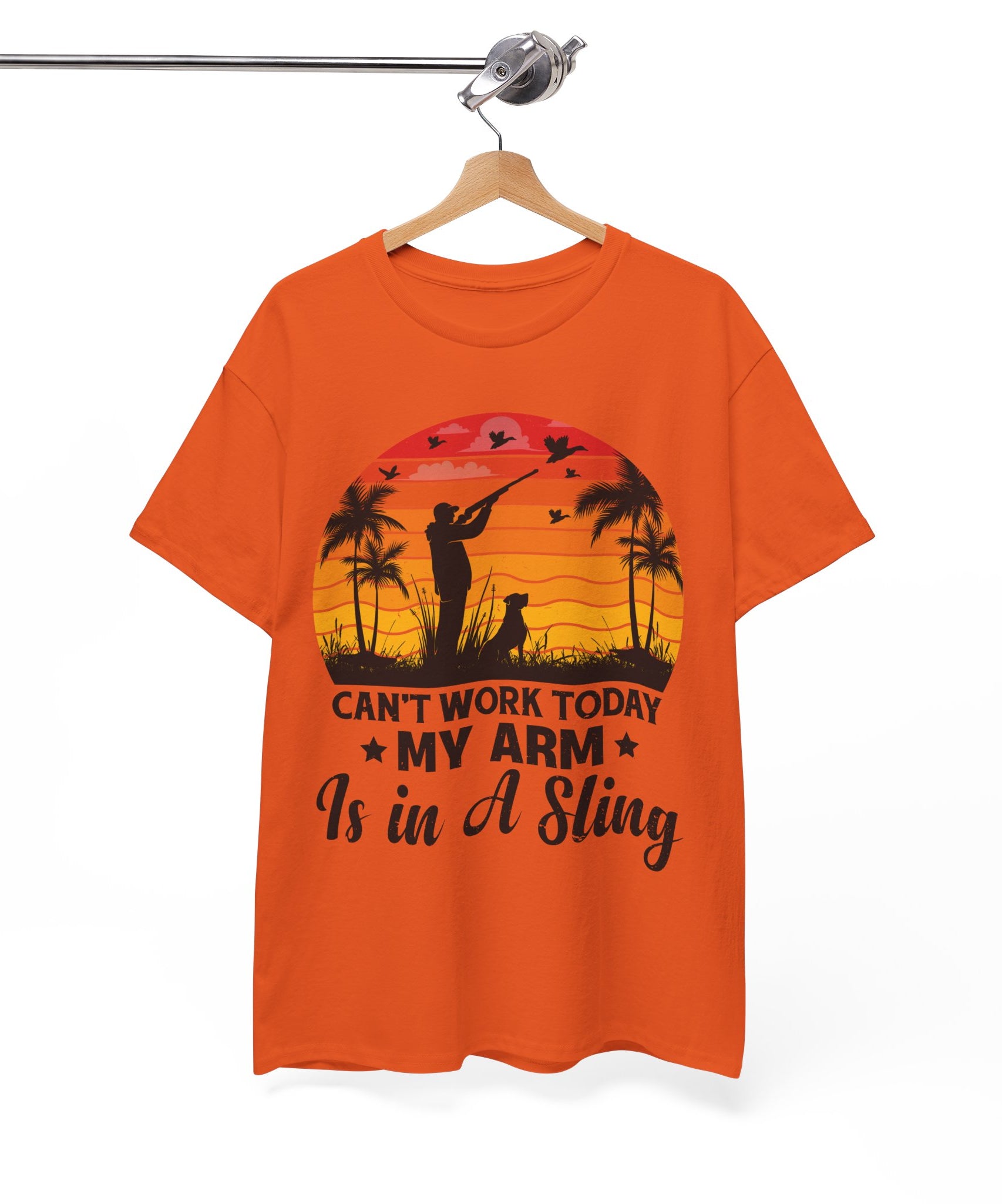 Hunter & Dog Tee – Retro Sunset Scene | Gallory Hive