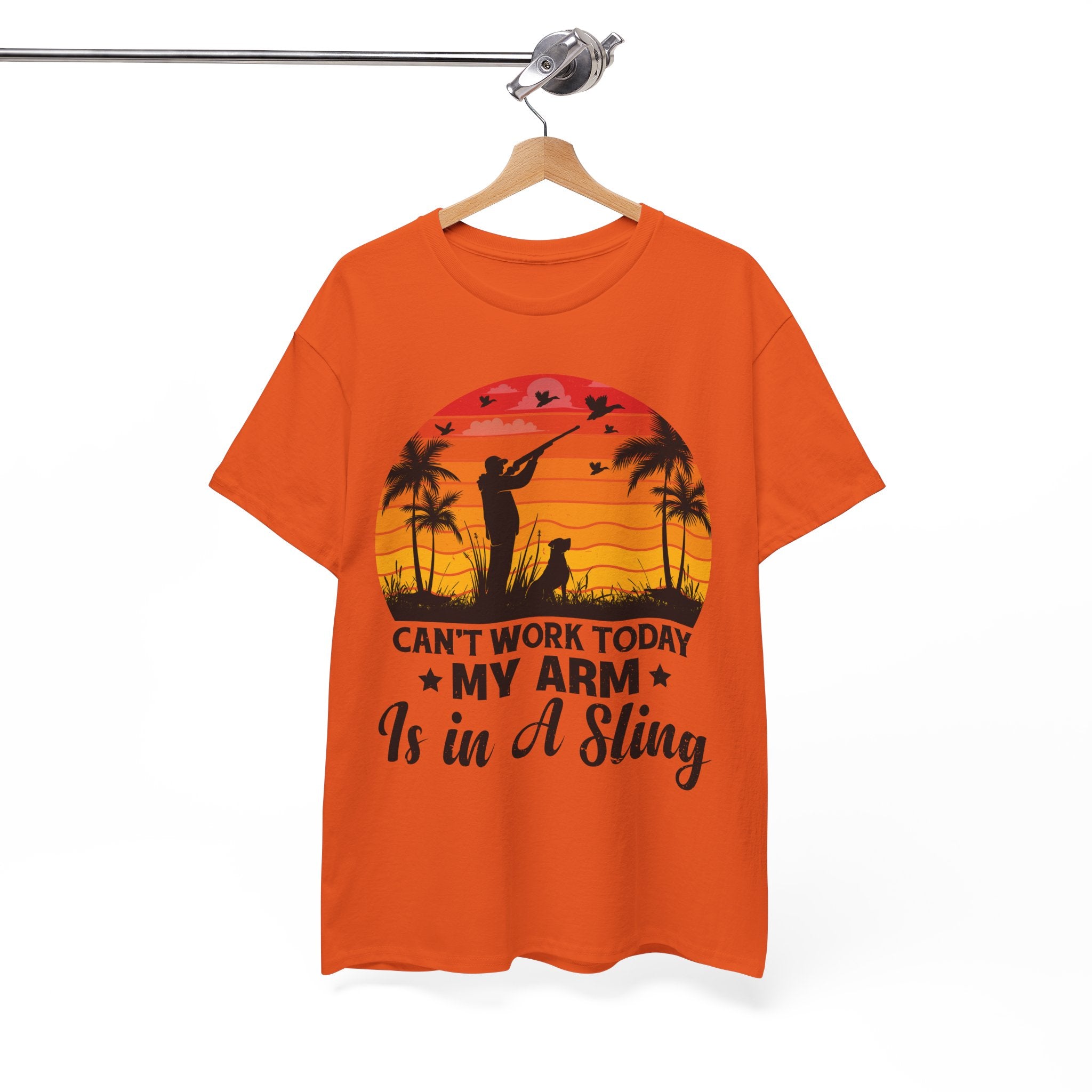 Hunter & Dog Tee – Retro Sunset Scene | Gallory Hive