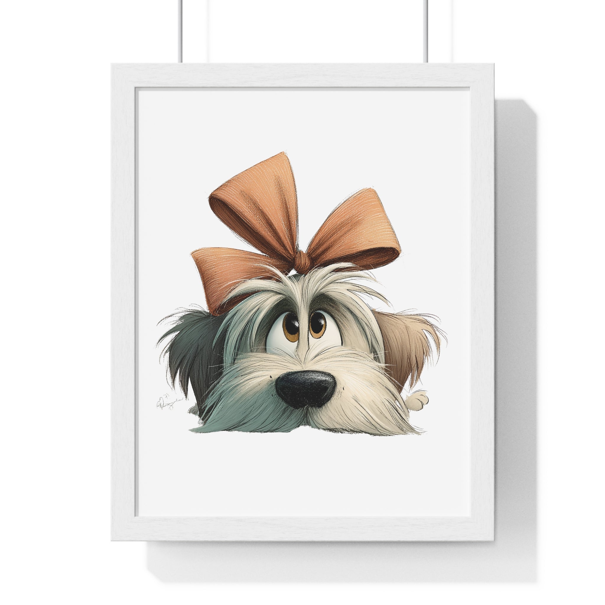 Gift-Wrapped Pup – Framed Wooden Wall Art - Gallory Hive