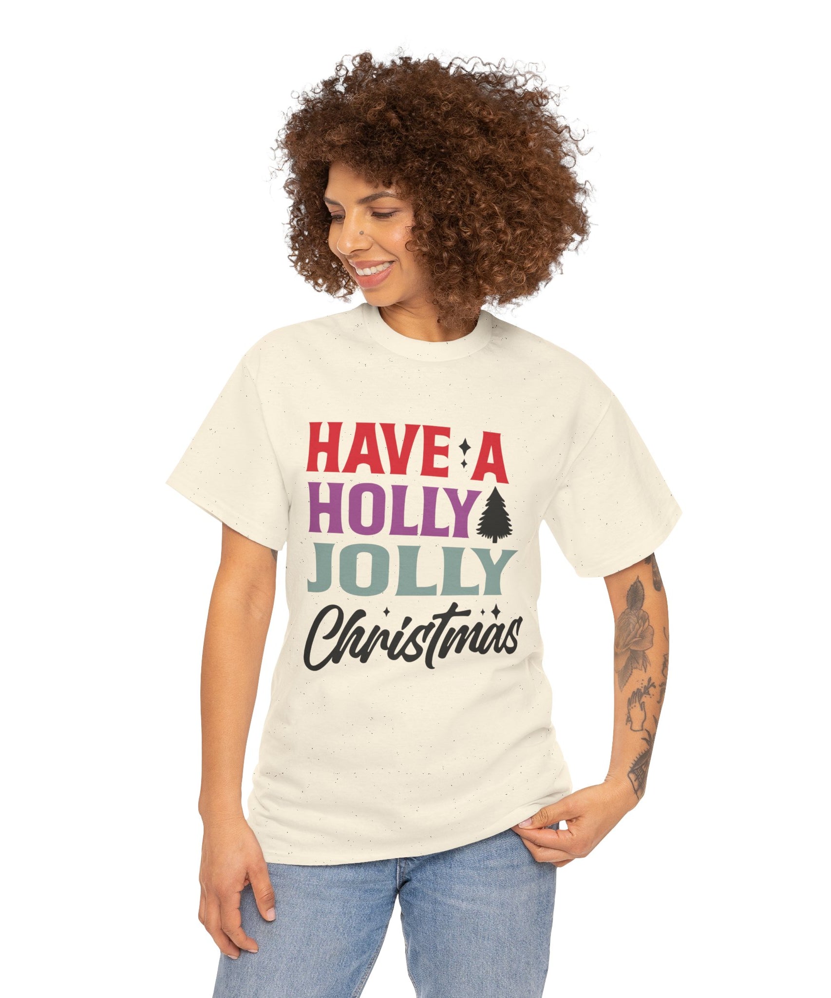 Festive Holly Jolly Christmas Graphic Tee | Gallory Hive