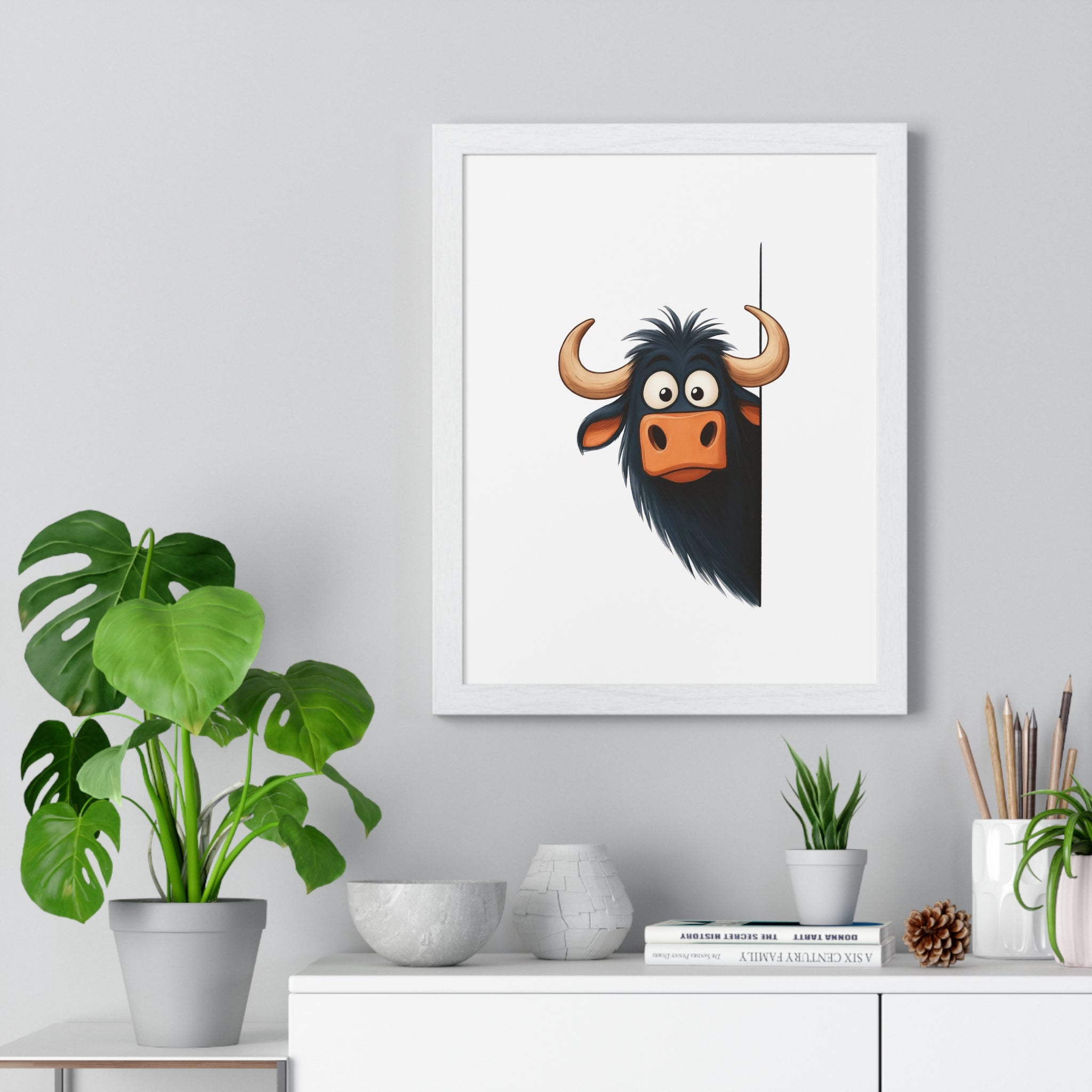 Curious Buffalo Wooden Frame Wall Décor