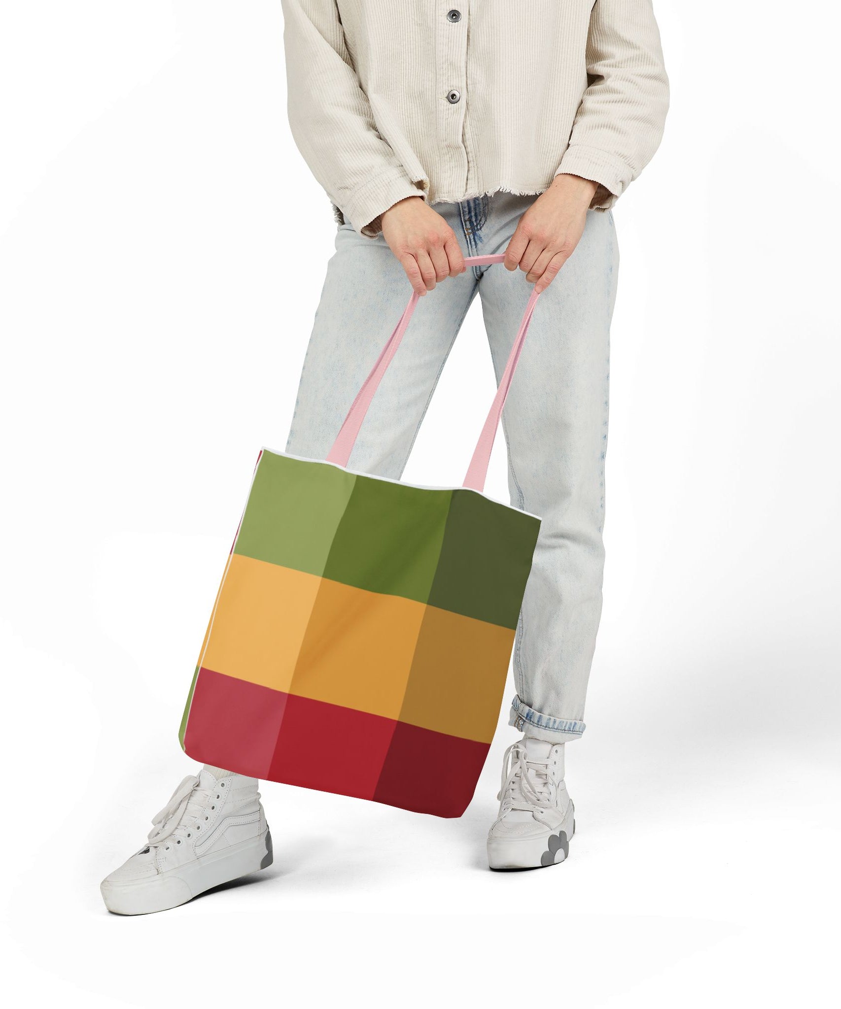 Colorful Geometric Square Pattern Tote Bag