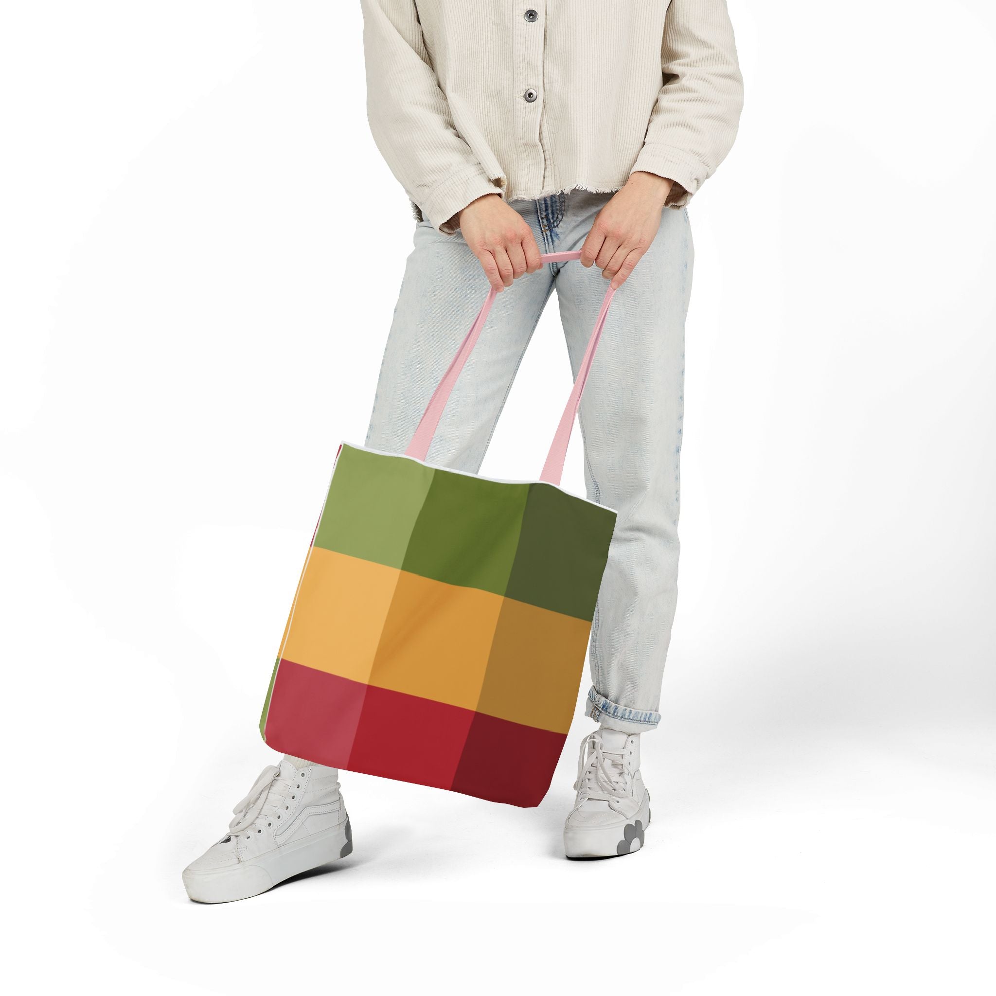 Colorful Geometric Square Pattern Tote Bag