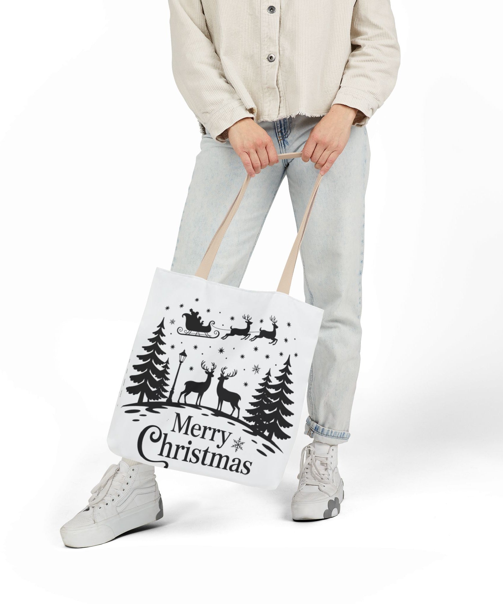 Merry Christmas Reindeer & Palm Trees Tote Bag