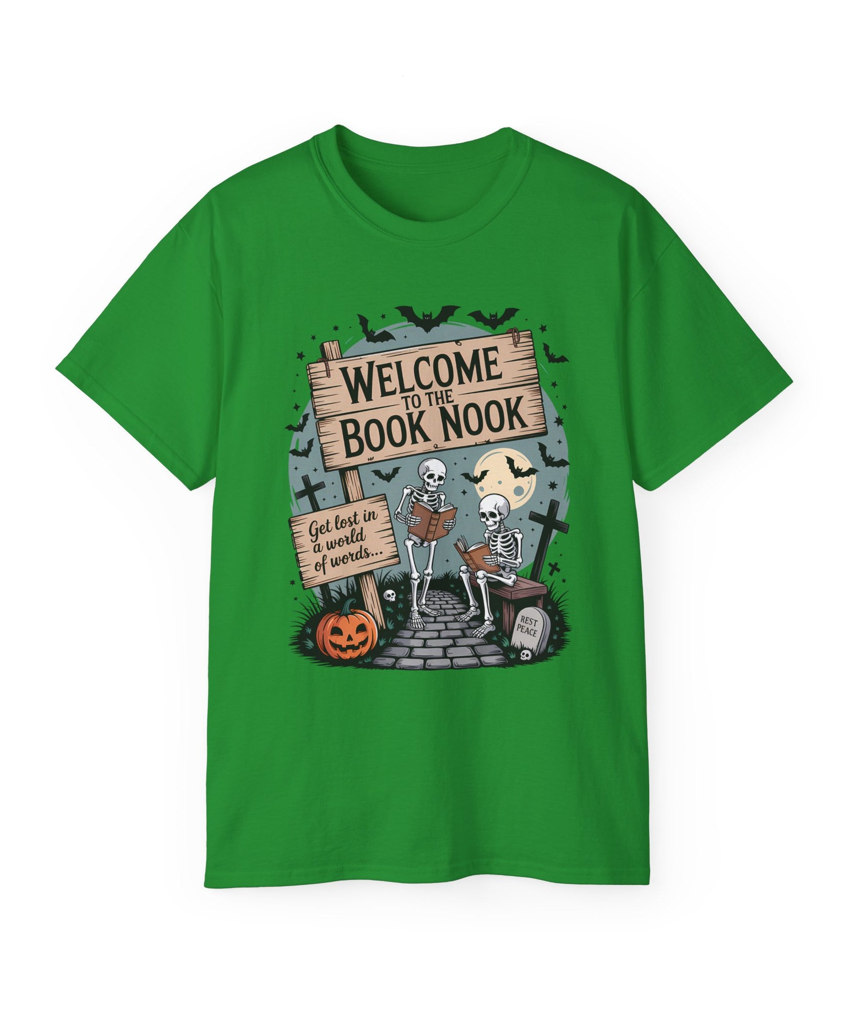 Welcome Book Nook Halloween Skeleton Tee | Gallory Hive