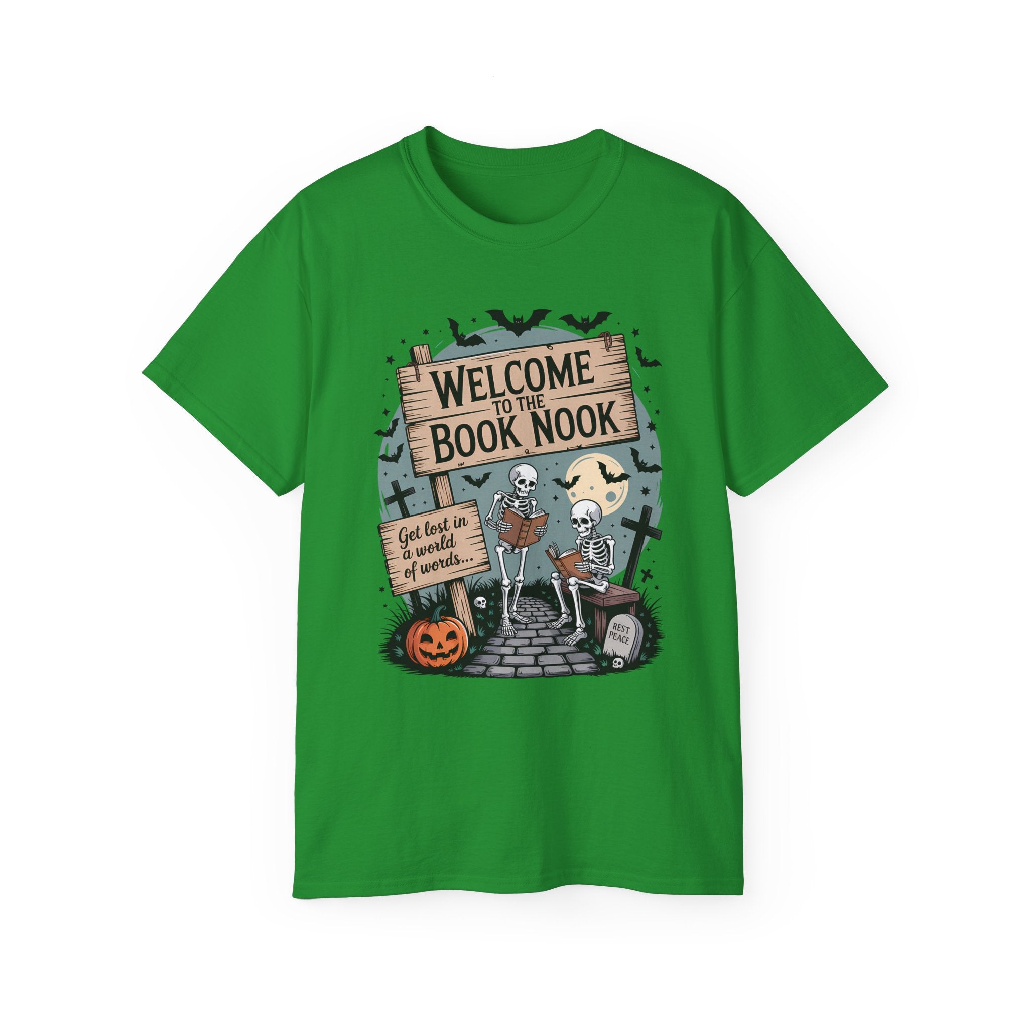 Welcome Book Nook Halloween Skeleton Tee | Gallory Hive