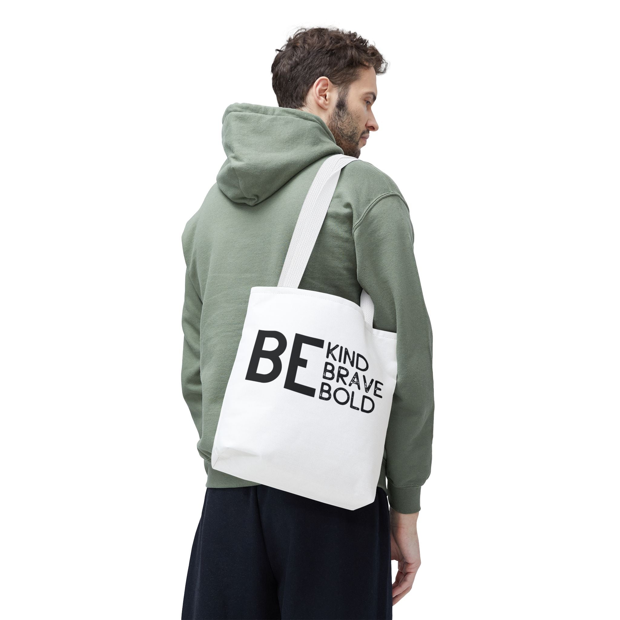Inspirational Tote Bag - Be Kind Brave Bold - Eco-Friendly Carryall