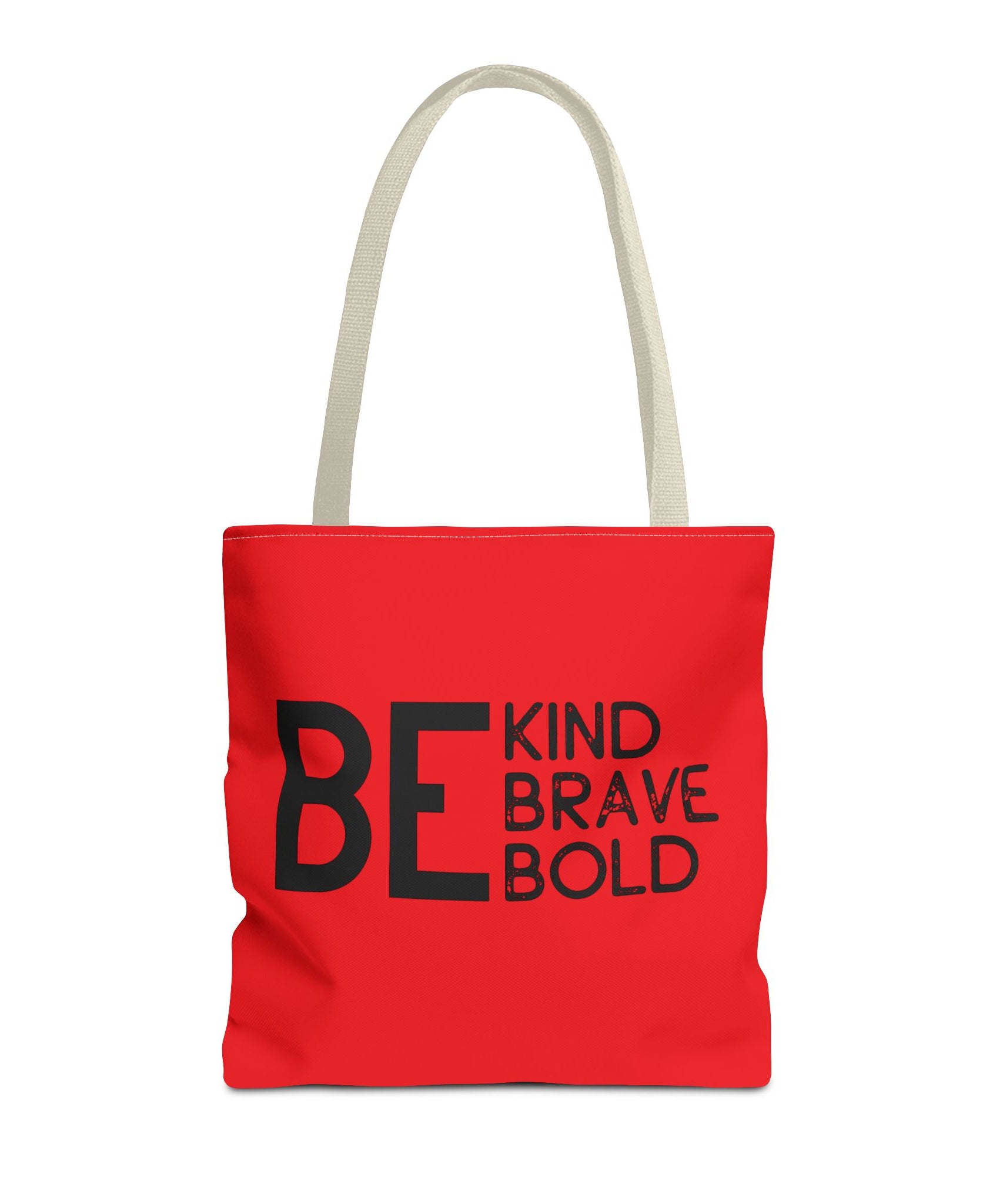 Inspirational Tote Bag - Be Kind Brave Bold - Eco-Friendly Carryall - Red