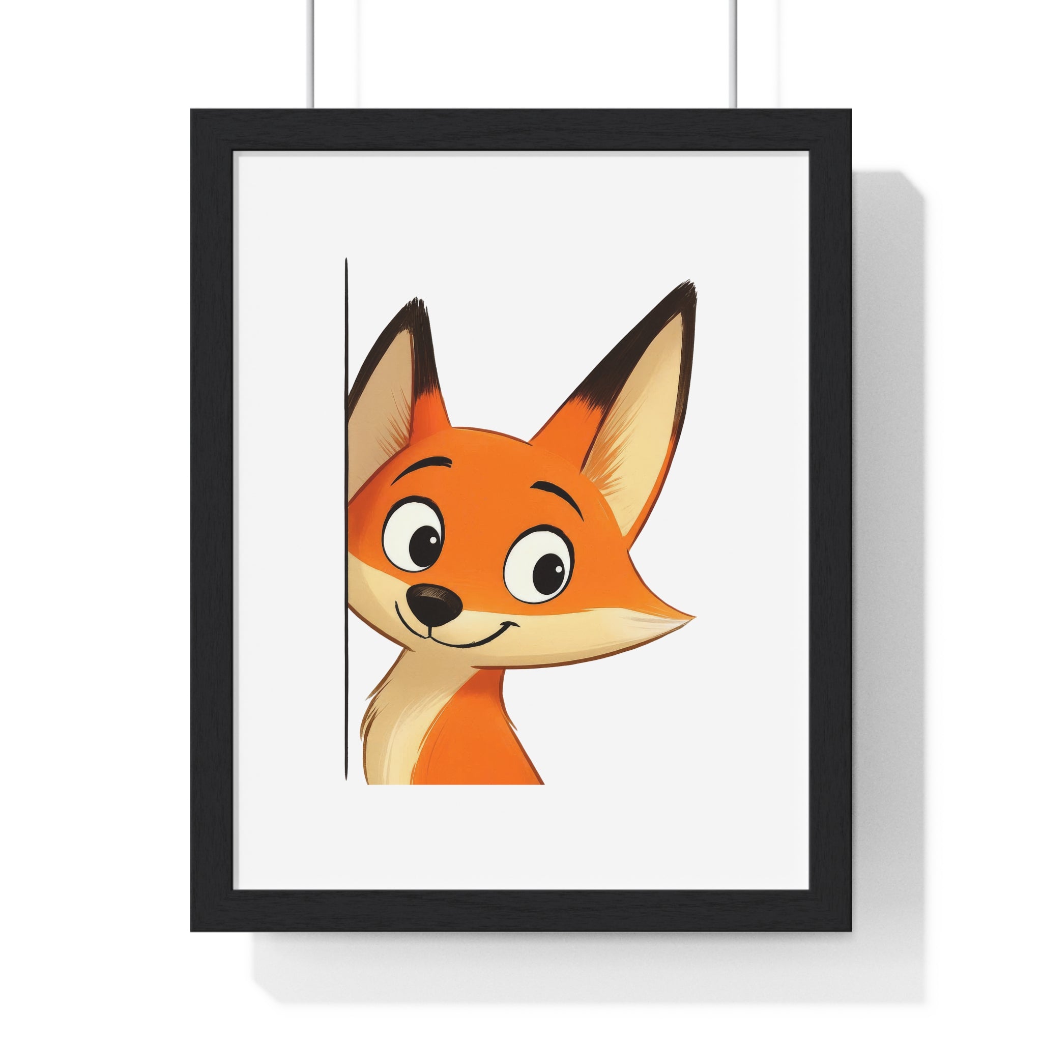 Wooden Frame Wall Decor with Cute Fox Print