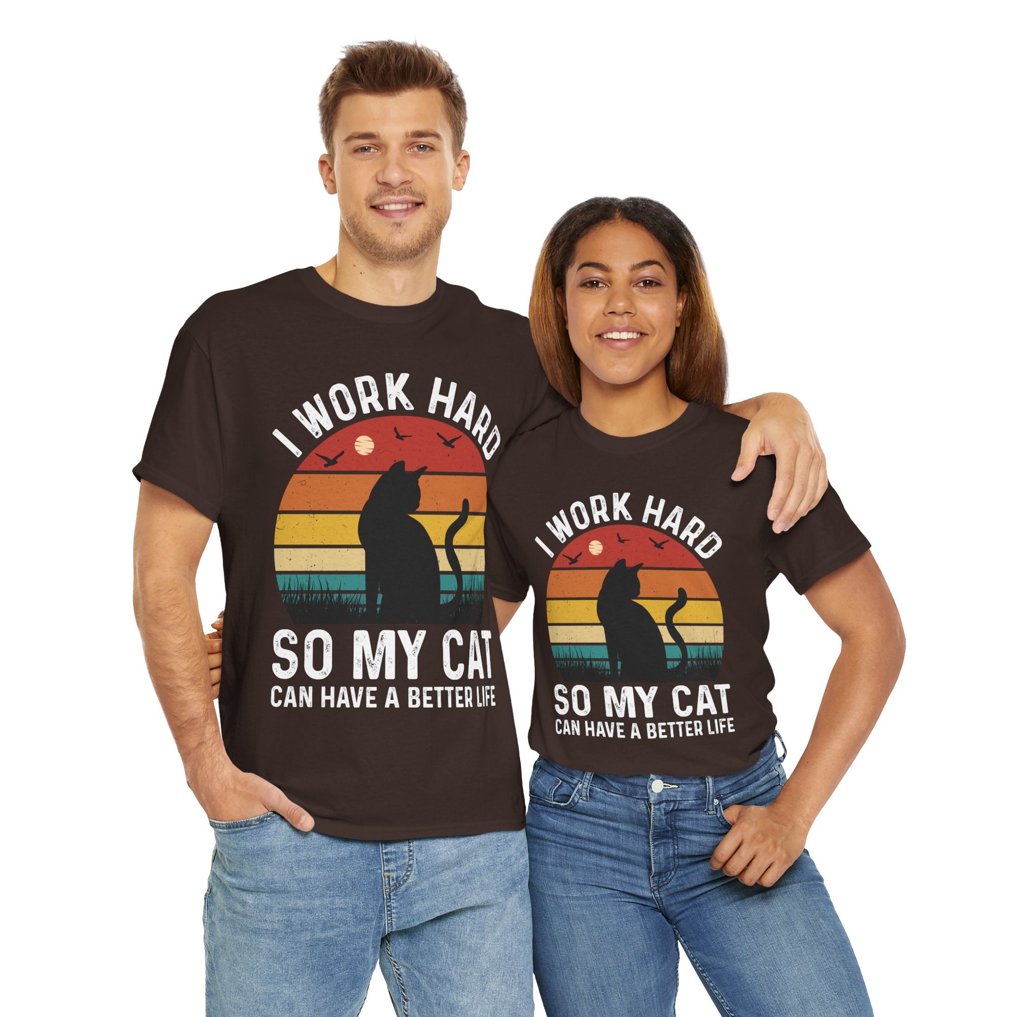 Retro Cat Lover Tee - Work Hard for My Pet