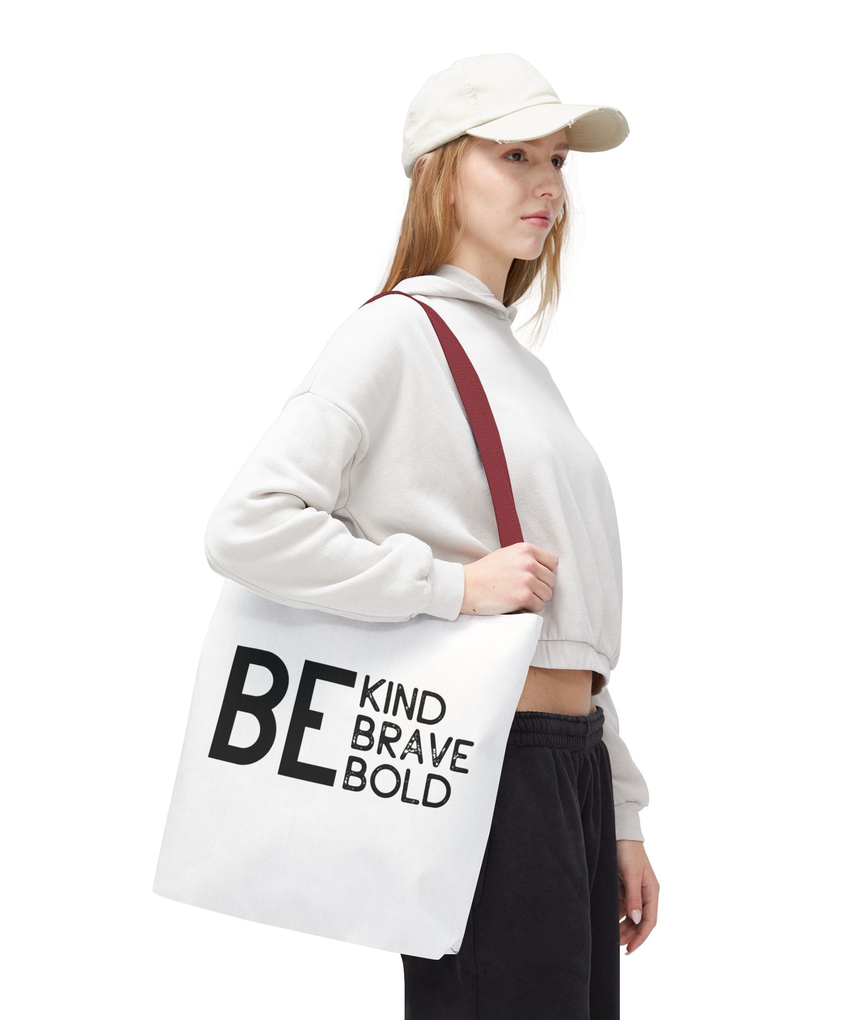 Inspirational Tote Bag - Be Kind Brave Bold - Eco-Friendly Carryall