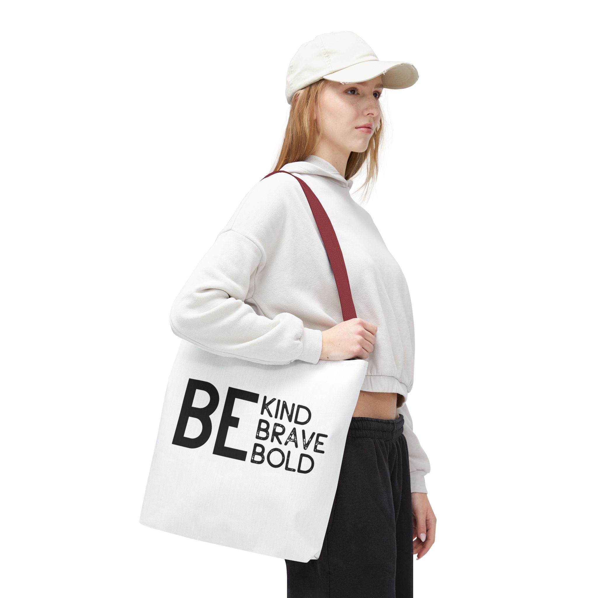 Inspirational Tote Bag - Be Kind Brave Bold - Eco-Friendly Carryall
