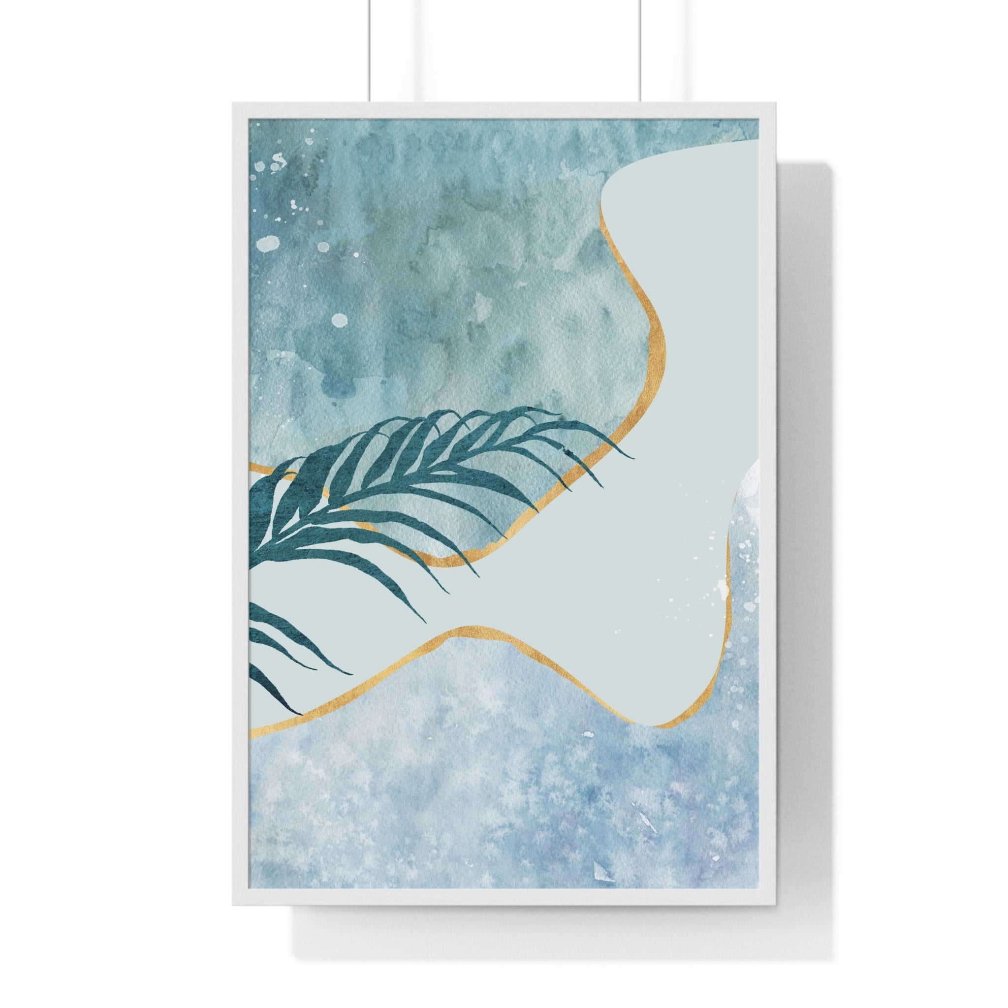 Abstract Leaf Prints on Wooden Frame – Modern Wall Art | Gallory Hive