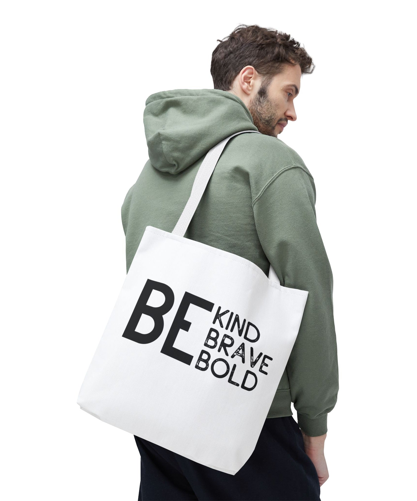 Inspirational Tote Bag - Be Kind Brave Bold - Eco-Friendly Carryall