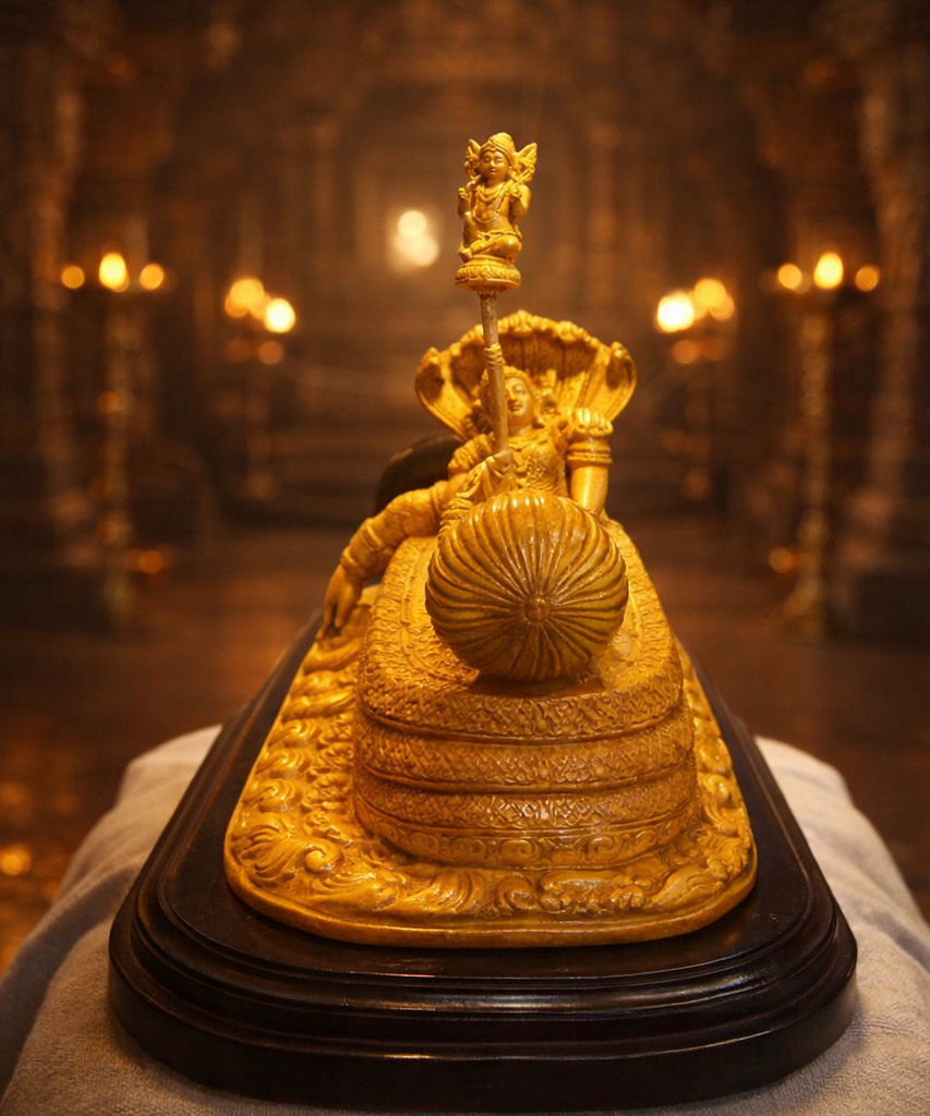 Handmade Anantha Shayanam God Padmanabha Wooden Sculpture | Gallory Hive