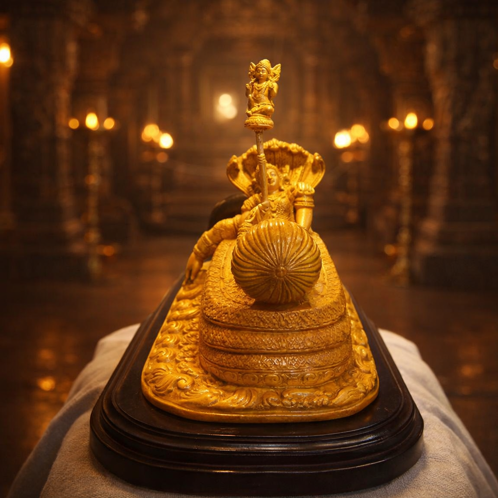 Handmade Anantha Shayanam God Padmanabha Wooden Sculpture | Gallory Hive