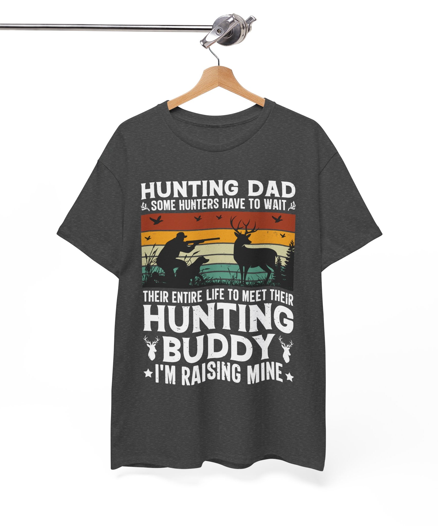 Retro Hunter Tee – Dog, Deer & Rifle Scene | Gallory Hive