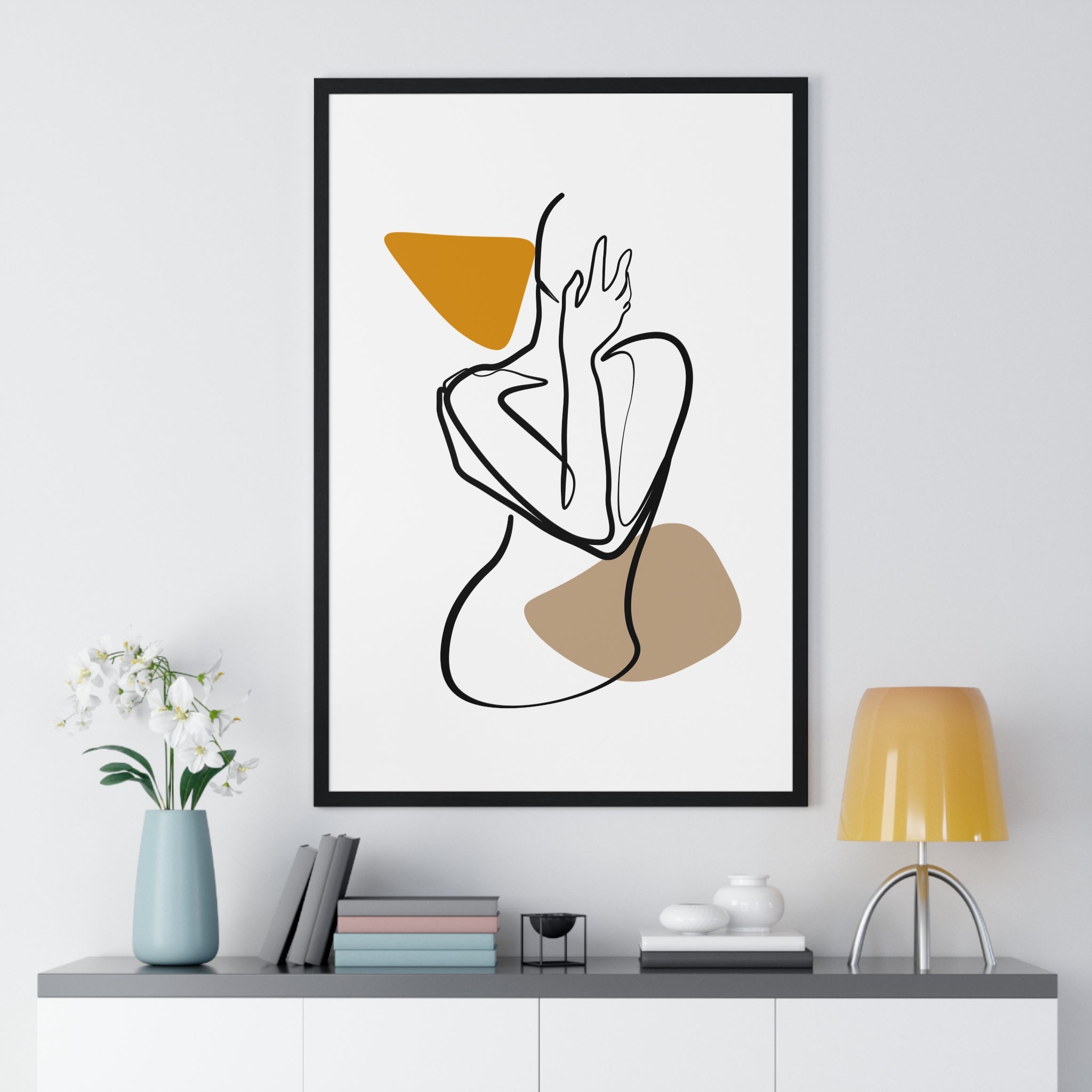 Vertical Framed Poster - Women Body Line Art Premium Home Decor